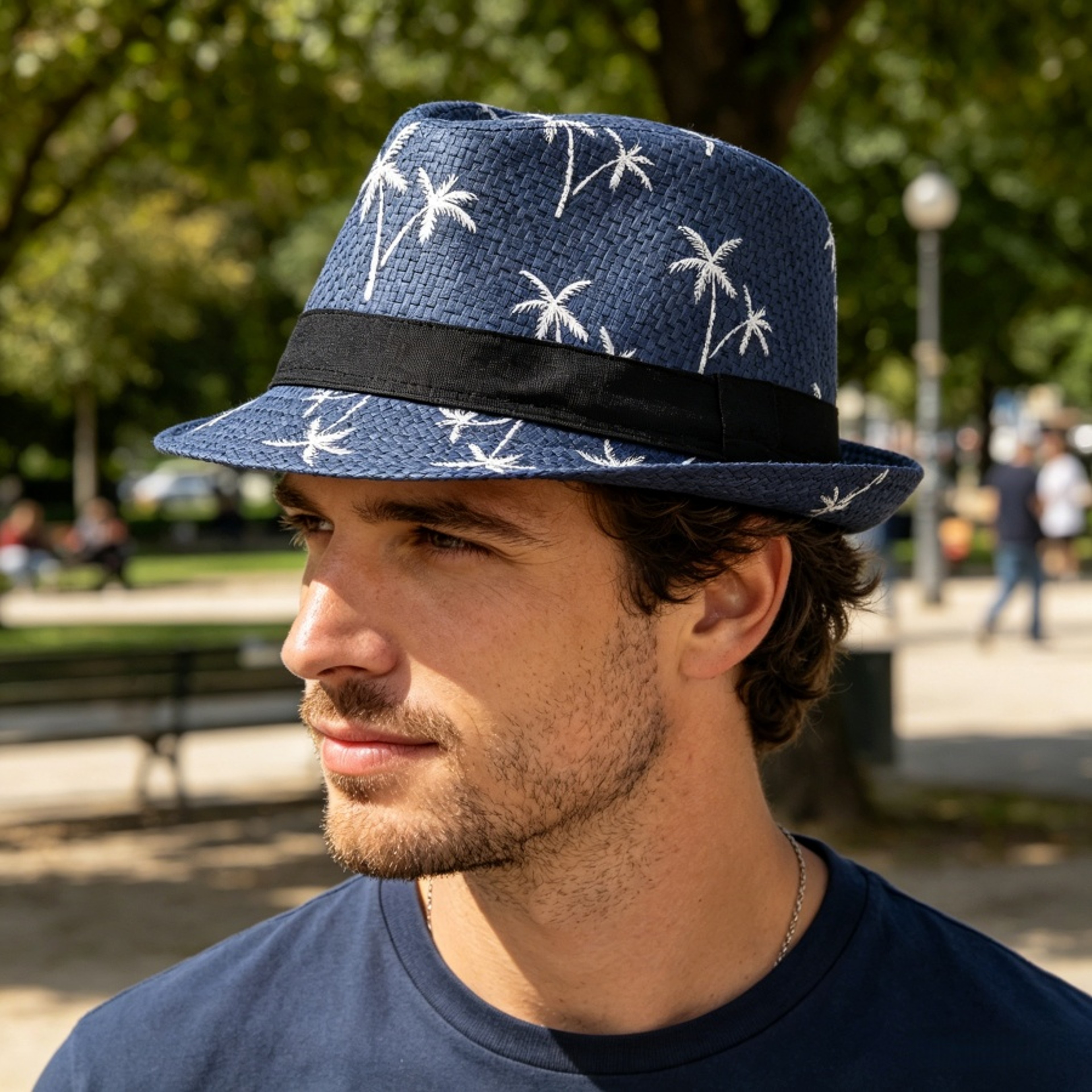 SunShield Coconut Print Straw Fedora Hat For Men 1