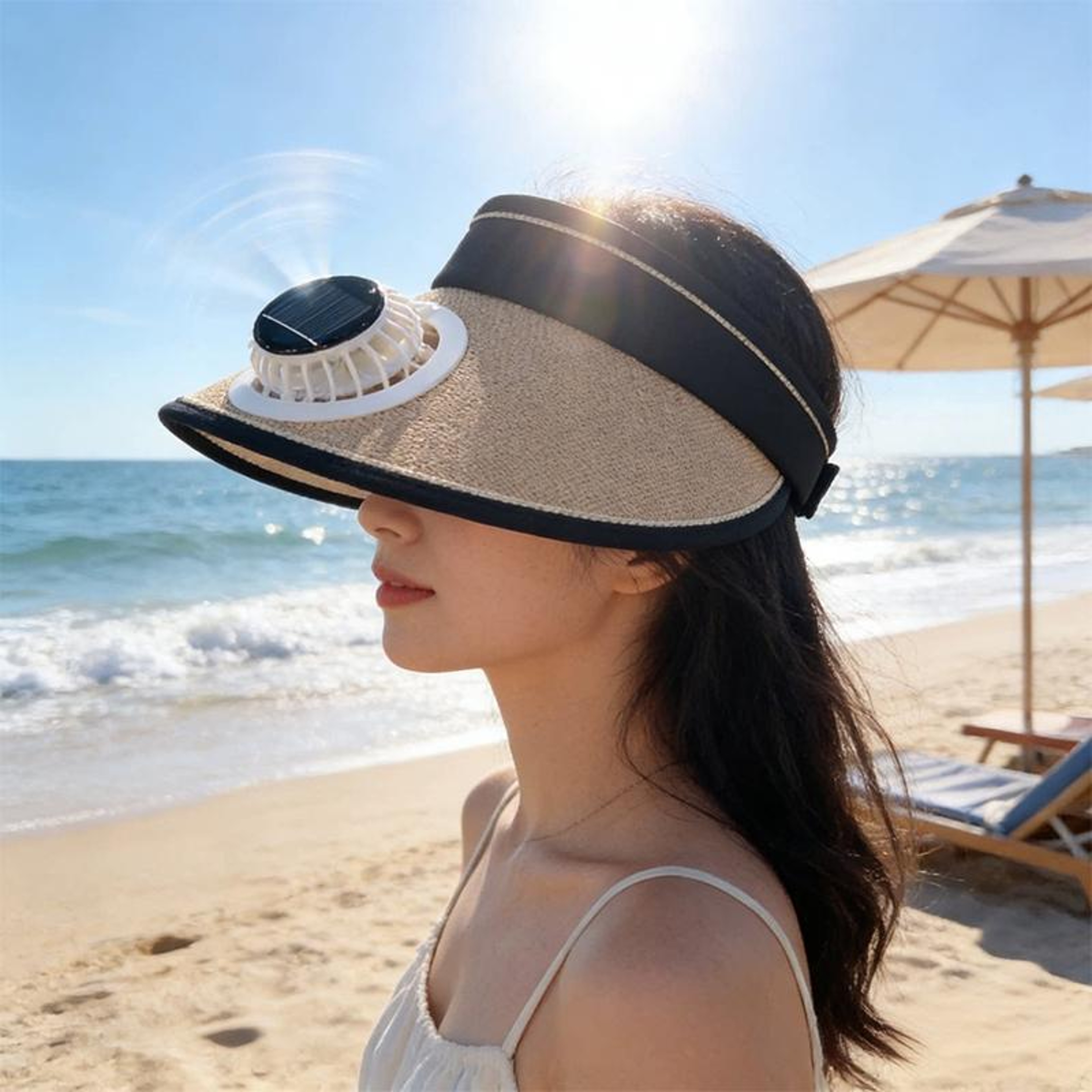 Rechargeable Cooling Fan Hat UV Protection Sun Visor Cap For Fishing Hiking  Summer Travel 0