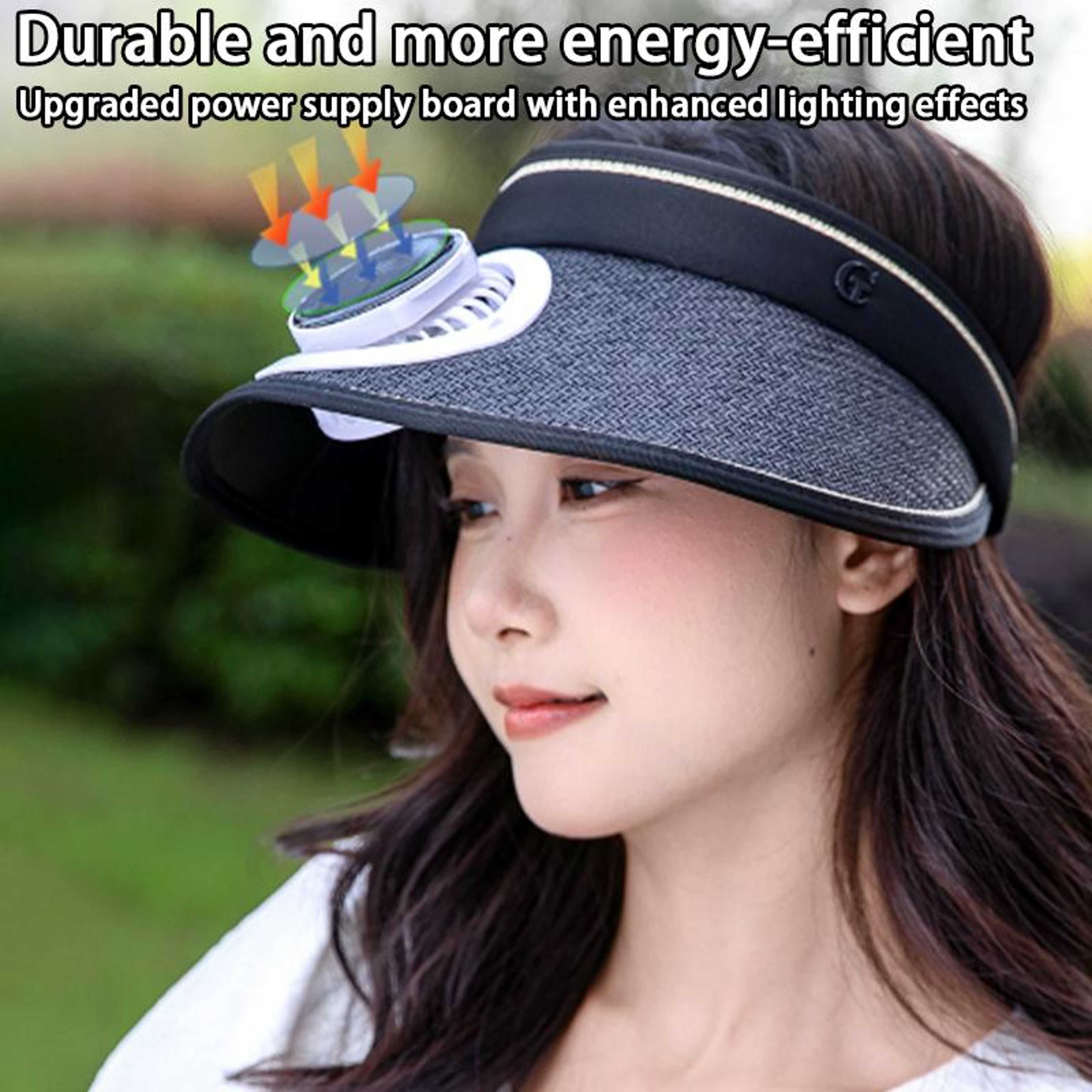 Rechargeable Cooling Fan Hat UV Protection Sun Visor Cap For Fishing Hiking  Summer Travel 2