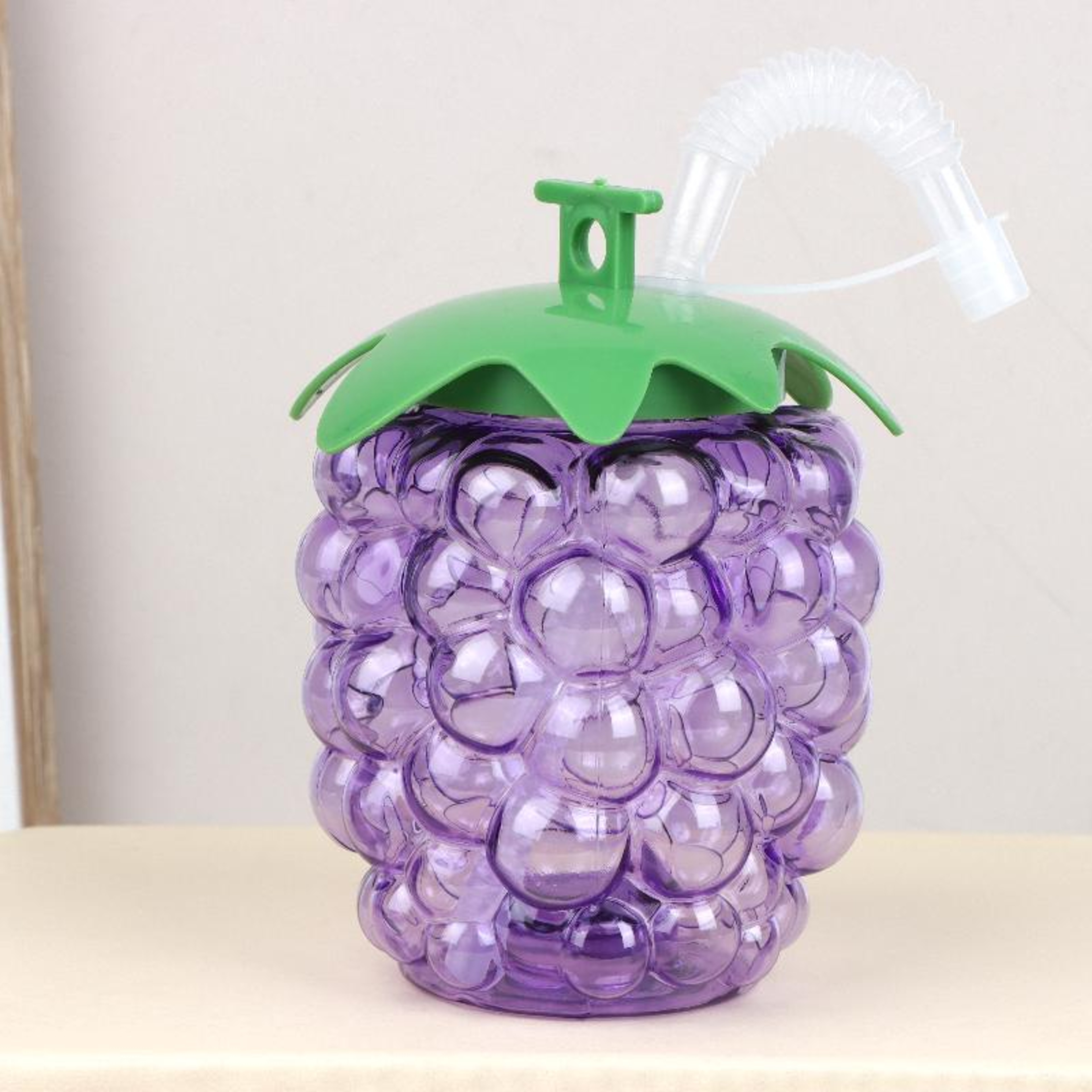 Cute Grape Water Bottle With Straw Portable Fruit Shaped Drink Cup For Kids Travel  Summer Fun 5