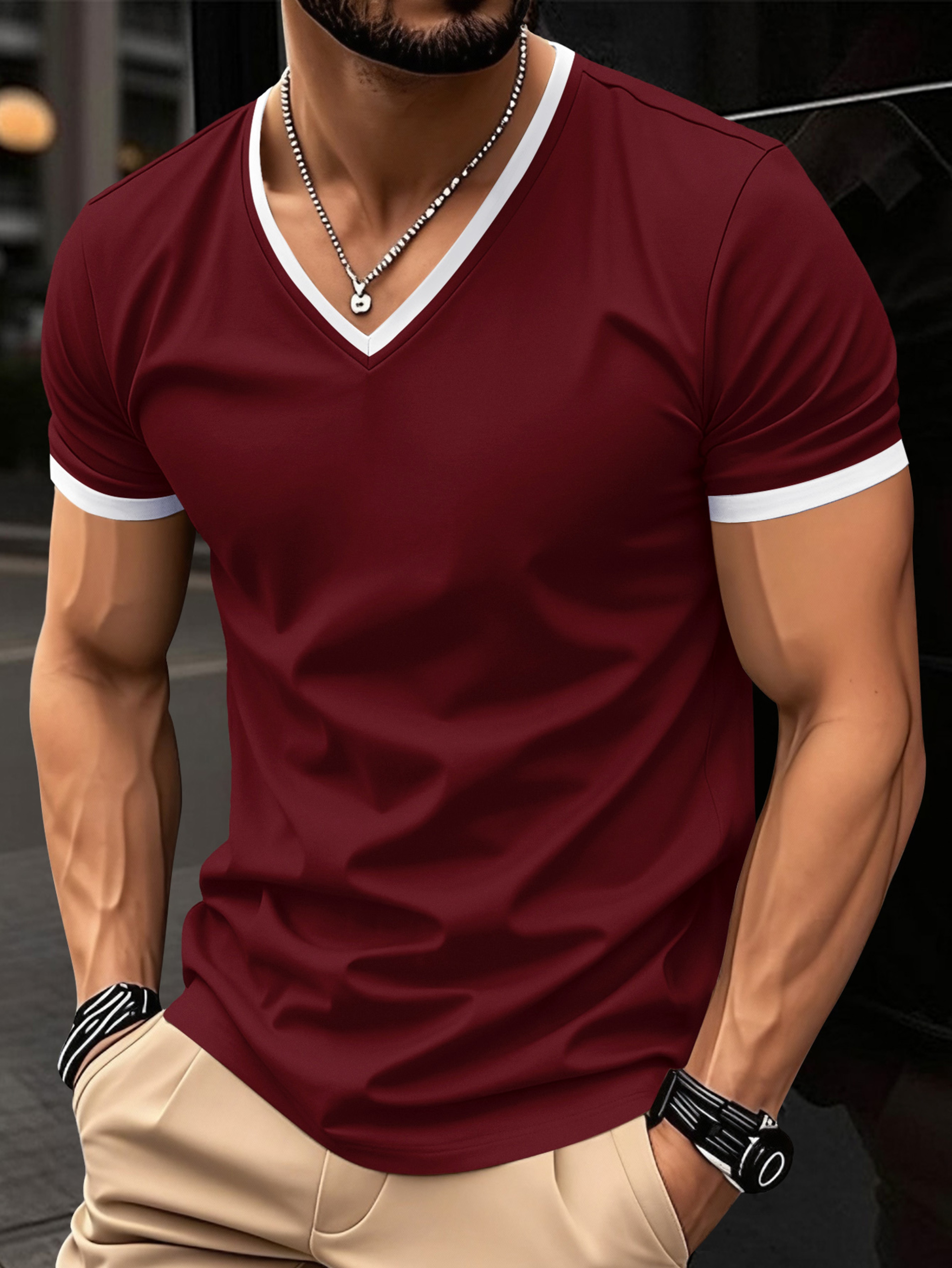 Mens Quick Dry V Neck Running T Shirt Breathable Lightweight Gym Tee 3
