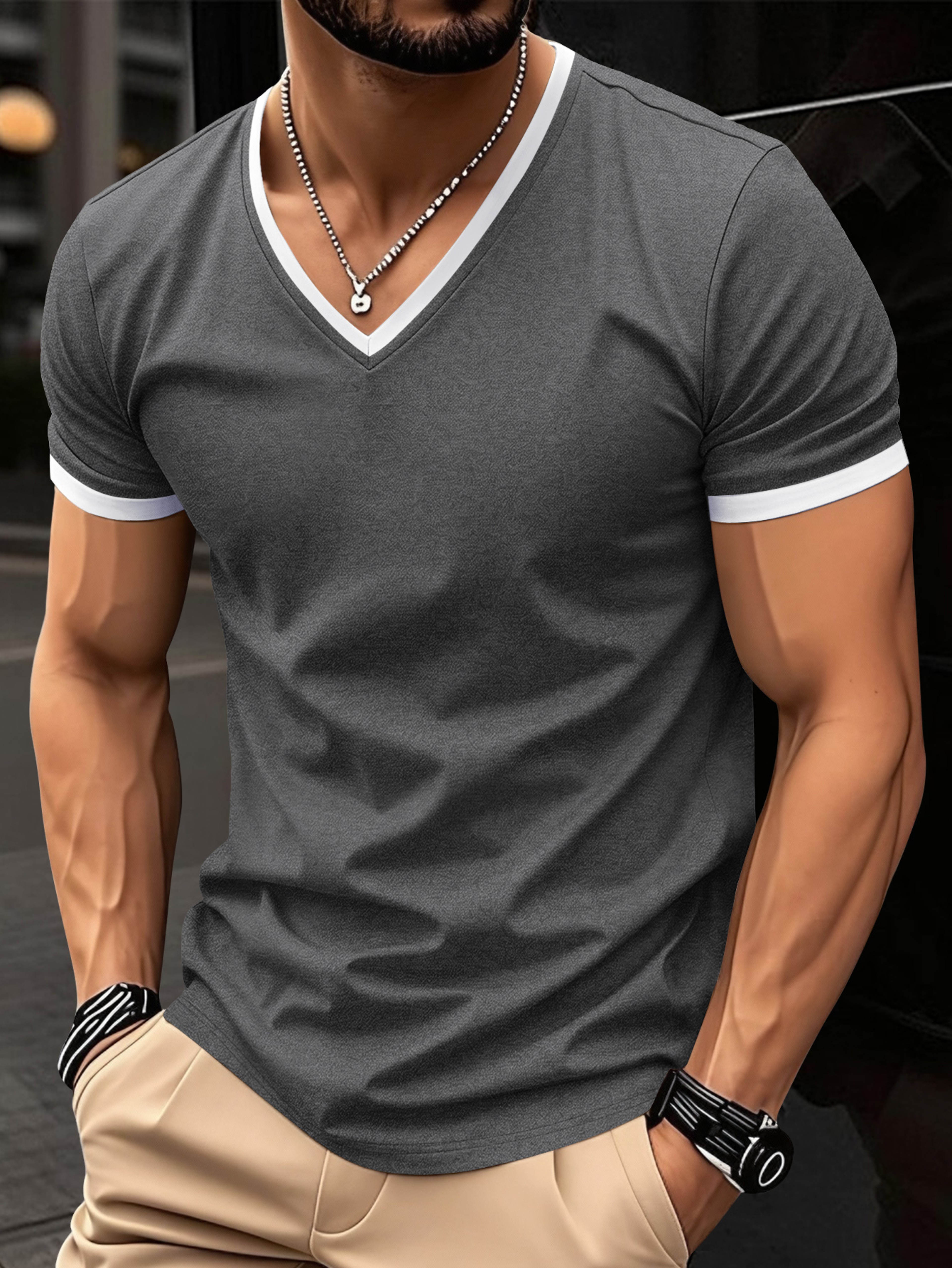 Mens Quick Dry V Neck Running T Shirt Breathable Lightweight Gym Tee 5