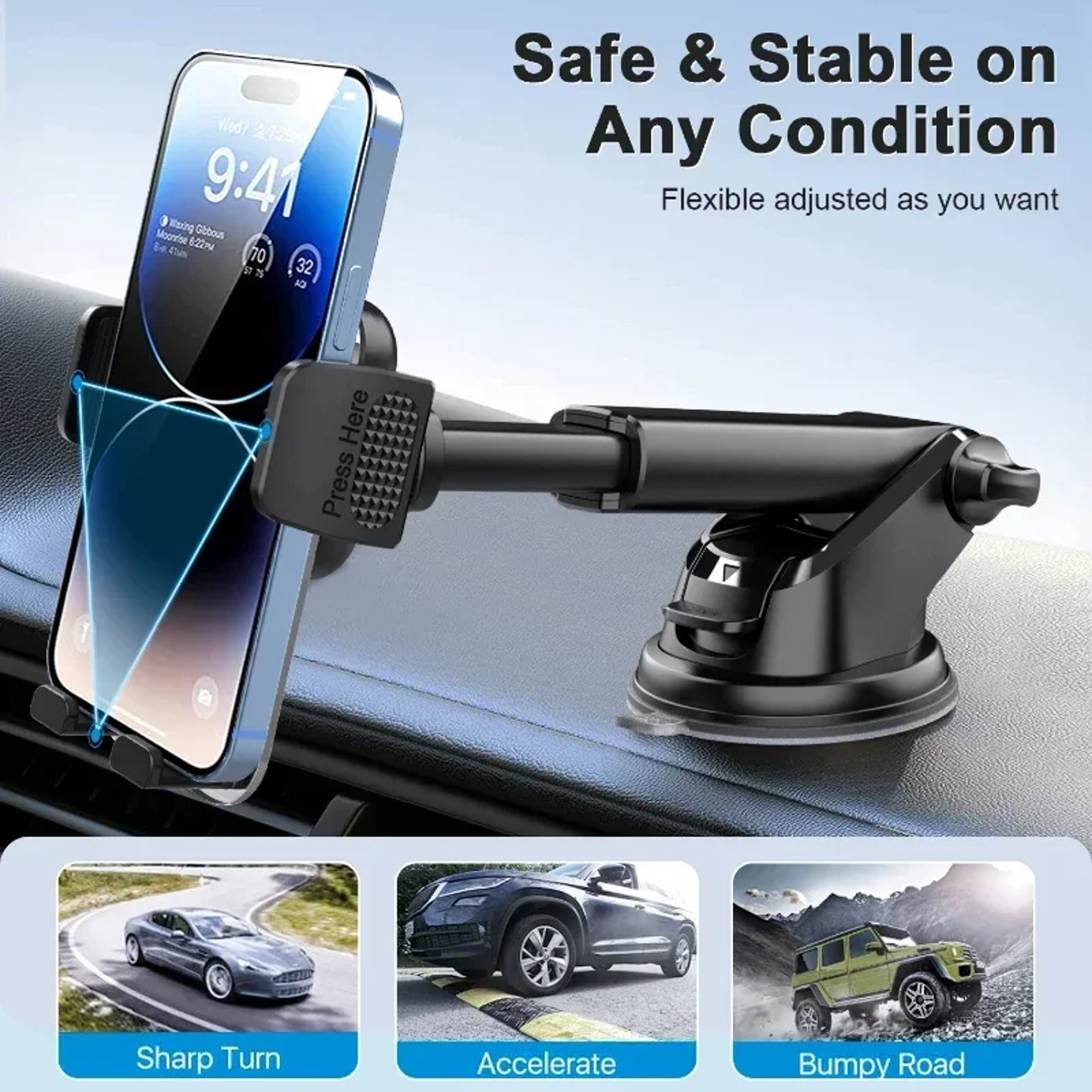 Universal Car Phone Holder With Rotation Dashboard  Windshield Phone Mount For Smartphones 2