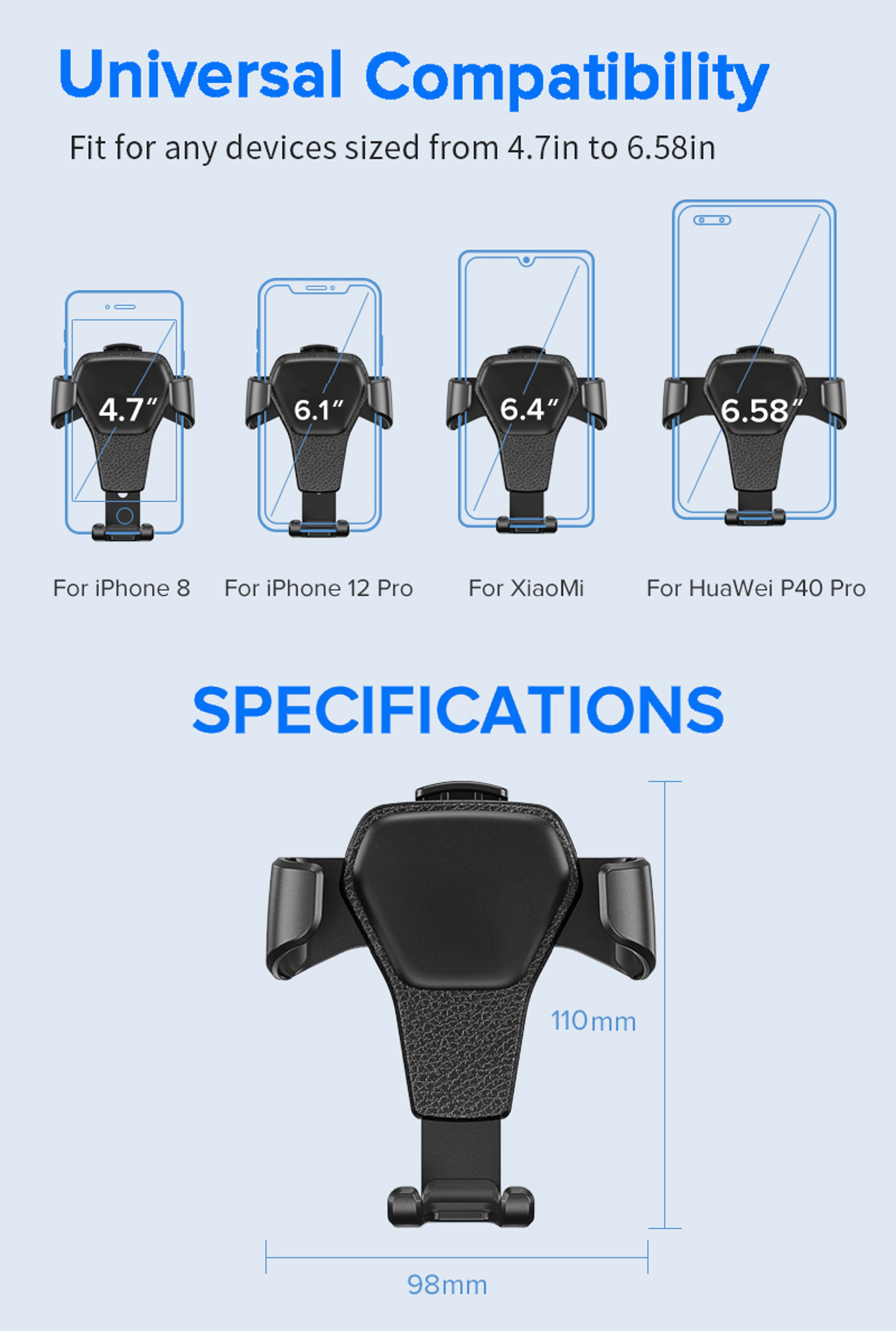 Car Phone Holder Air Vent Phone Mount For IPhone Samsung  Android Smartphones 4