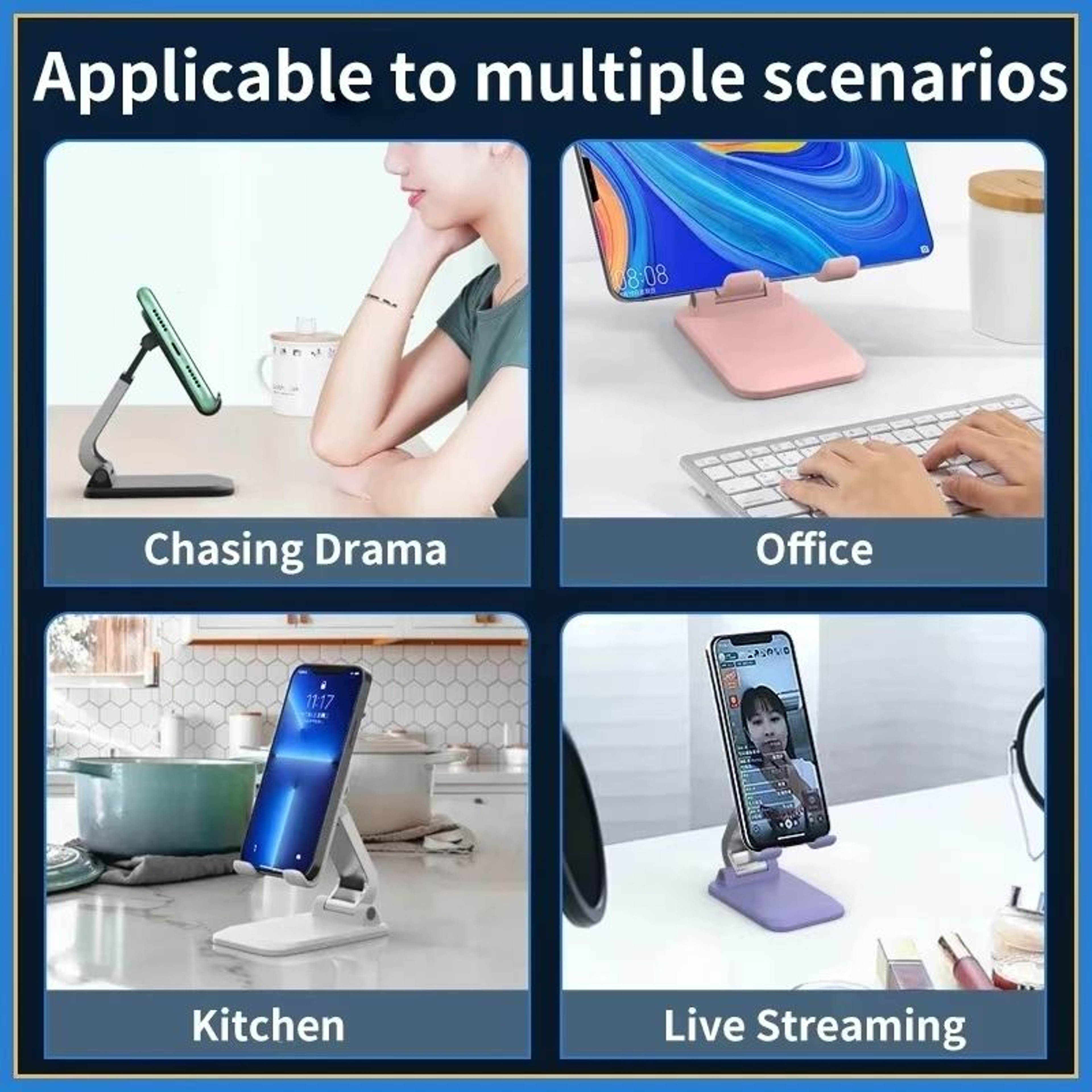 Foldable Phone Stand for Desk Adjustable Tablet & Smartphone Holder – view 3