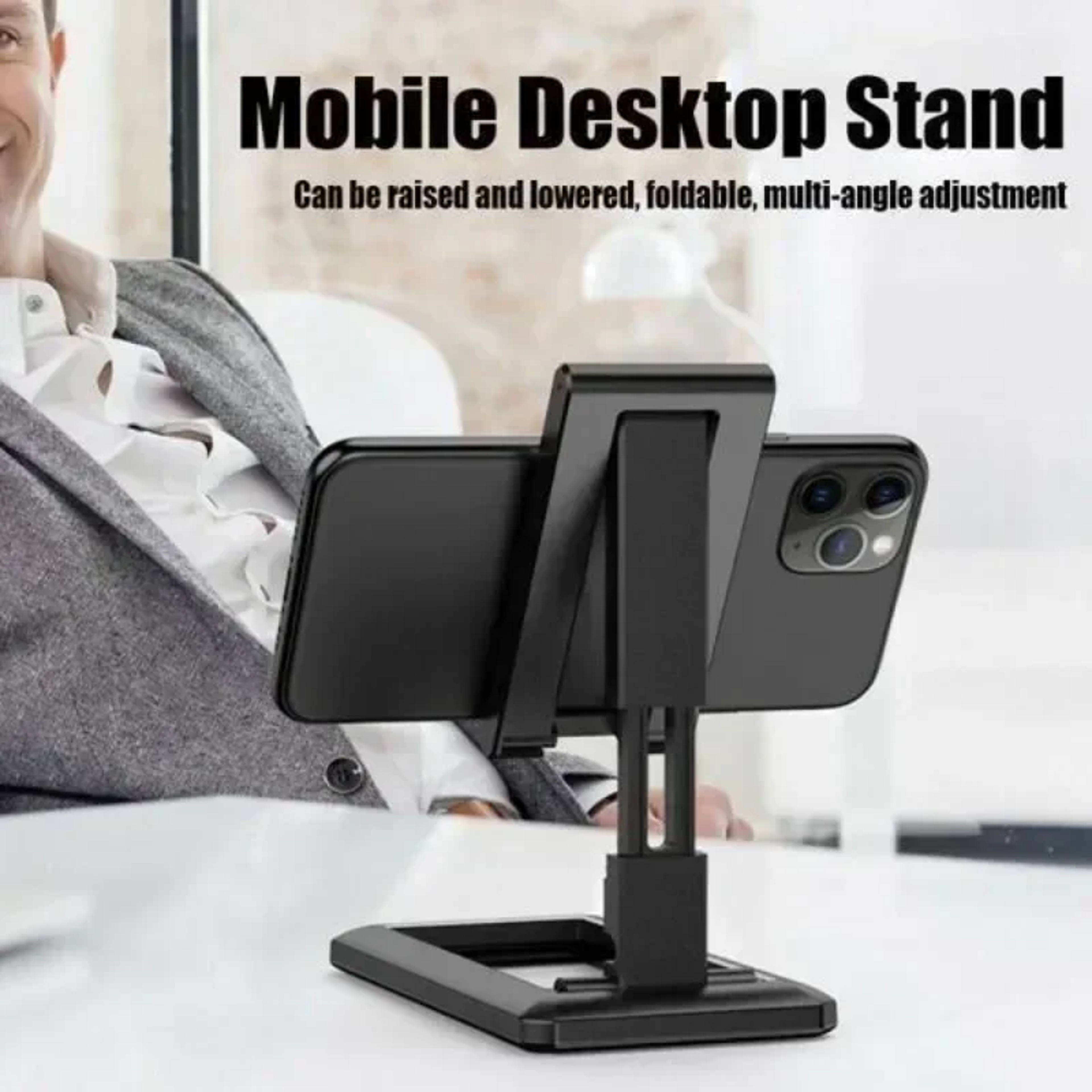 Fold Ease Adjustable Phone Stand Foldable Desk Phone Holder For Home Office  Travel 2