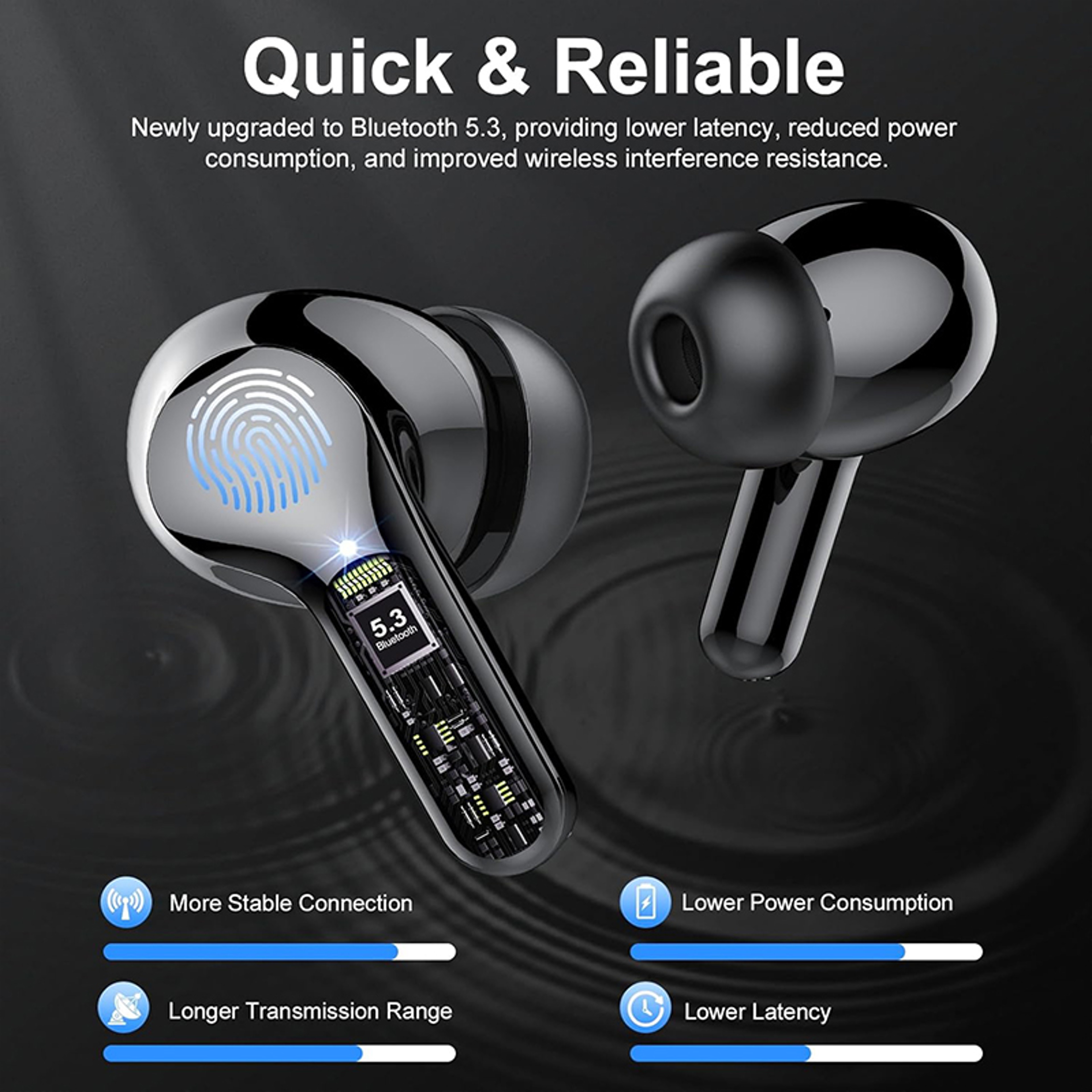 Bluetooth Wireless Earbuds with Noise Cancelling, Playtime & Waterproof – view 5