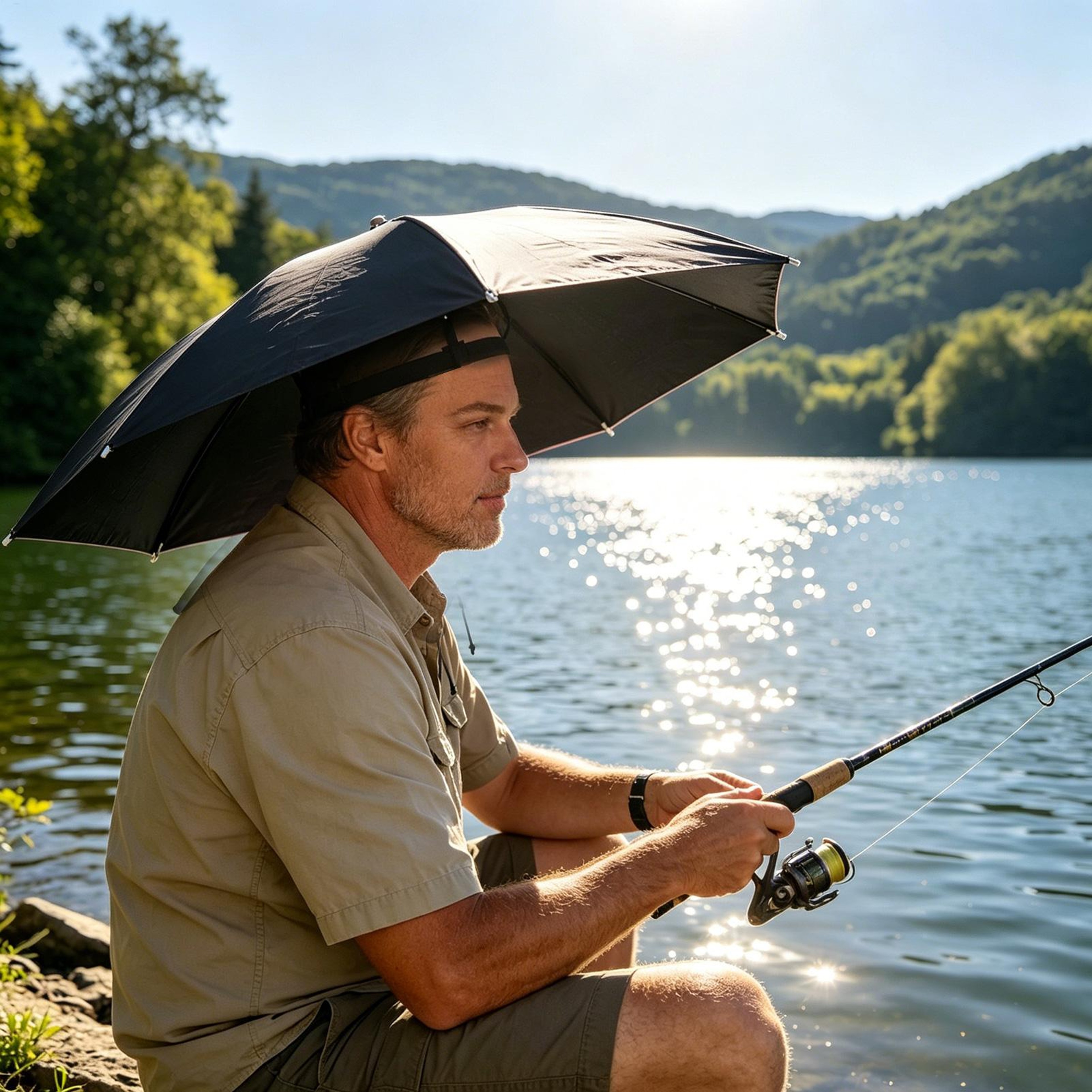 Folding Umbrella Hat Hands Free Waterproof Sun Hat for Fishing, Hiking & Outdoor Adventures – view 4