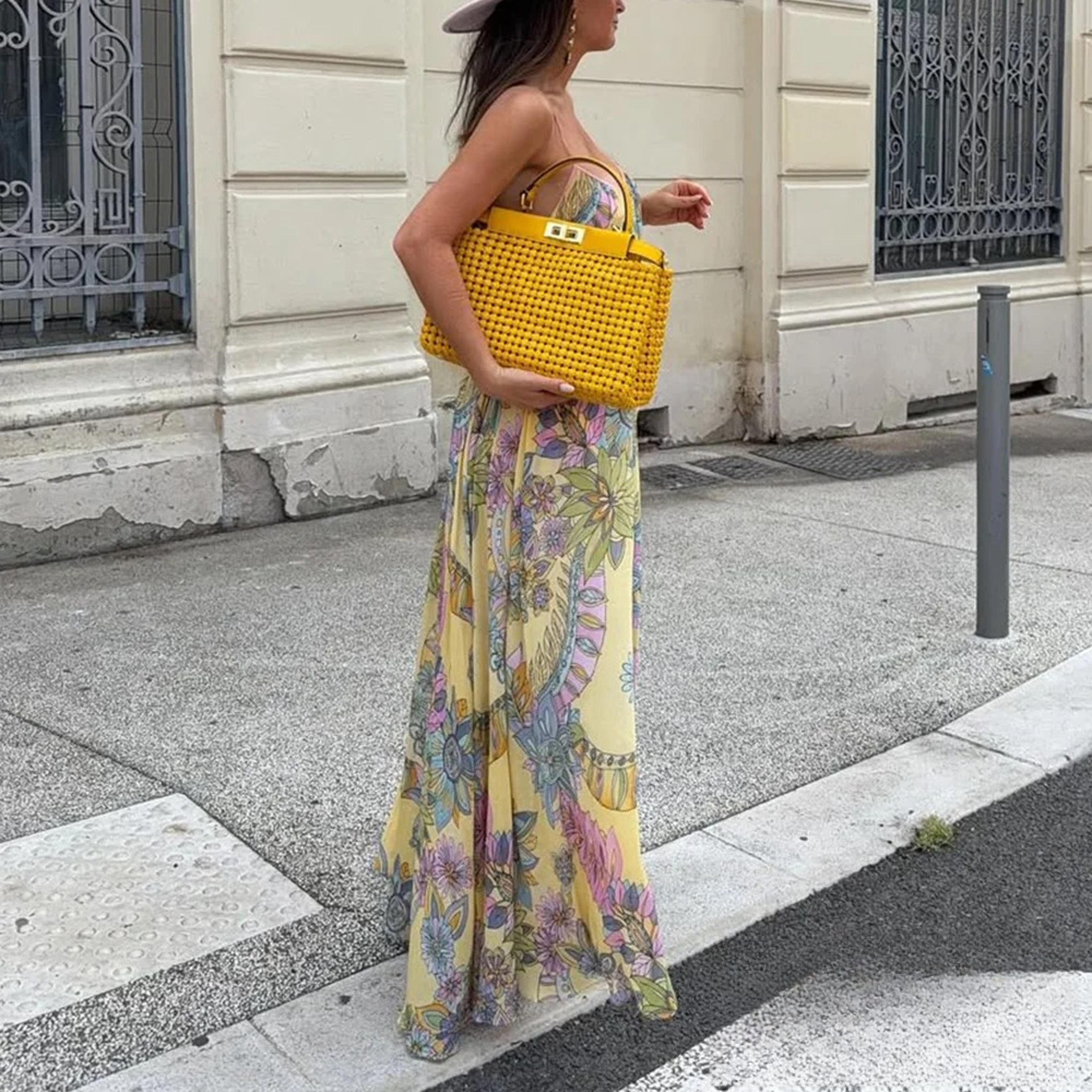 Floral Chiffon Summer Beach Dress Backless Flowy Cami Vacation Maxi Dress For Women 2