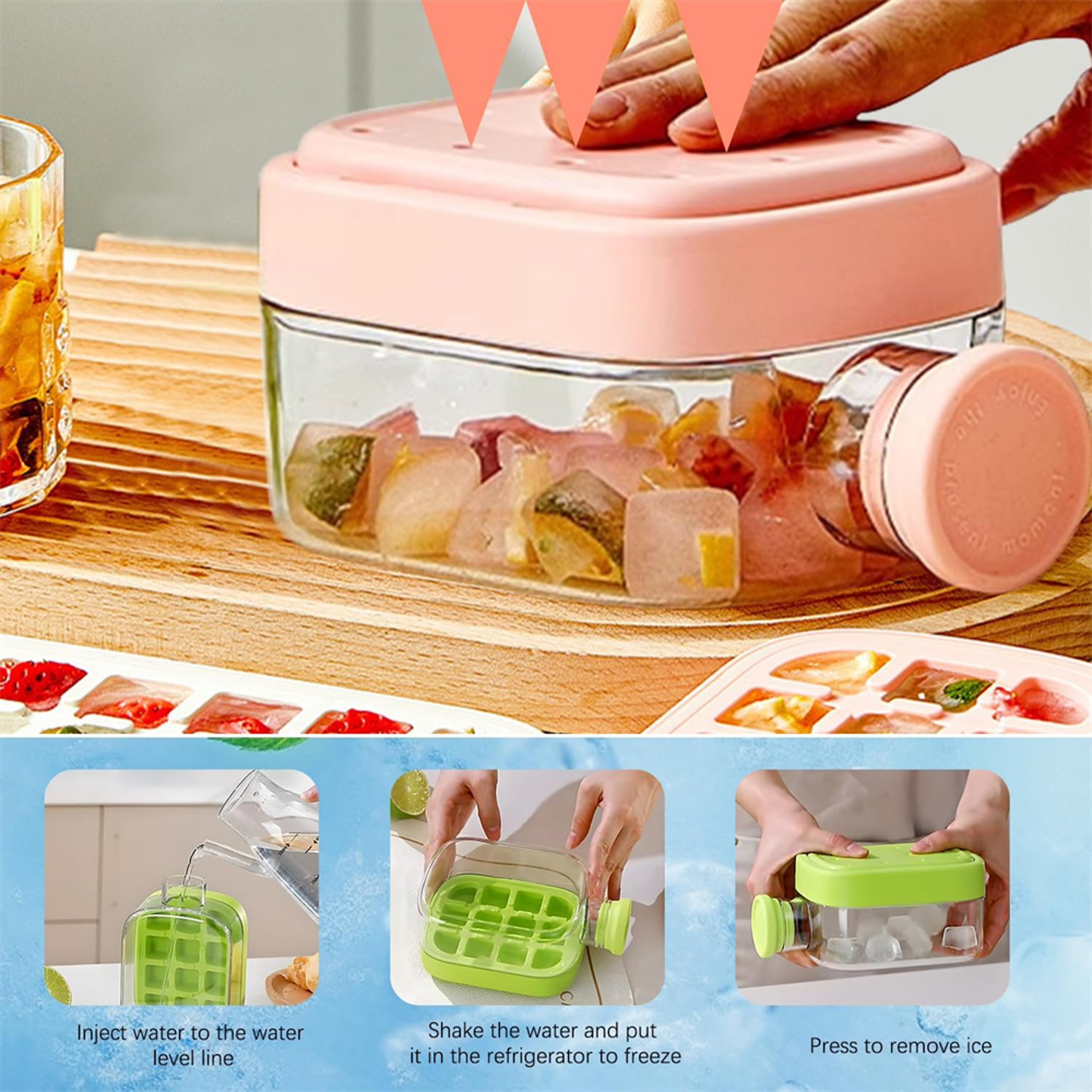 Ice Cube Bottle With Straw Portable Ice Maker Water Bottle 2