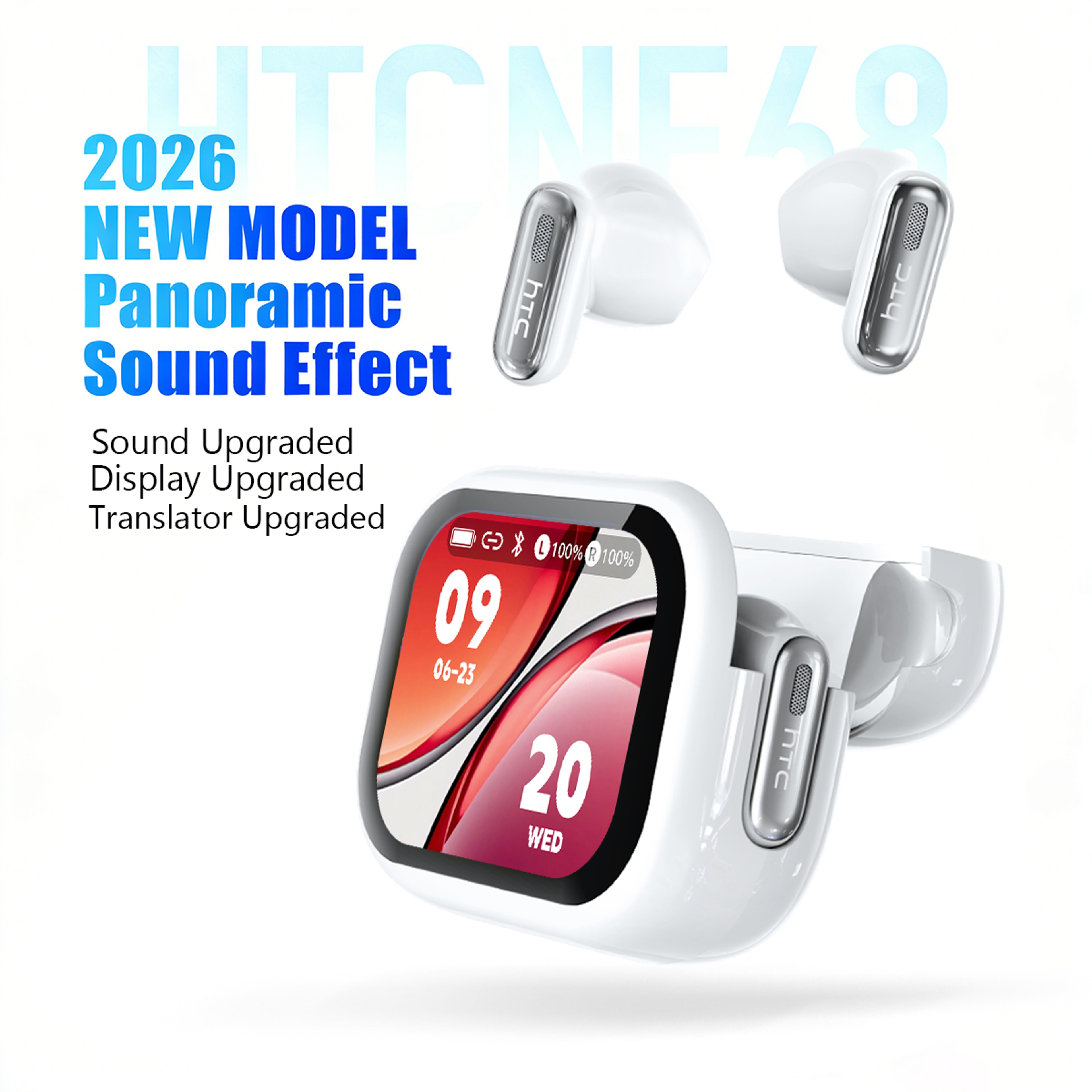 Touch Screen Wireless Bluetooth Earbuds With AI Translator HD Display  Battery 5