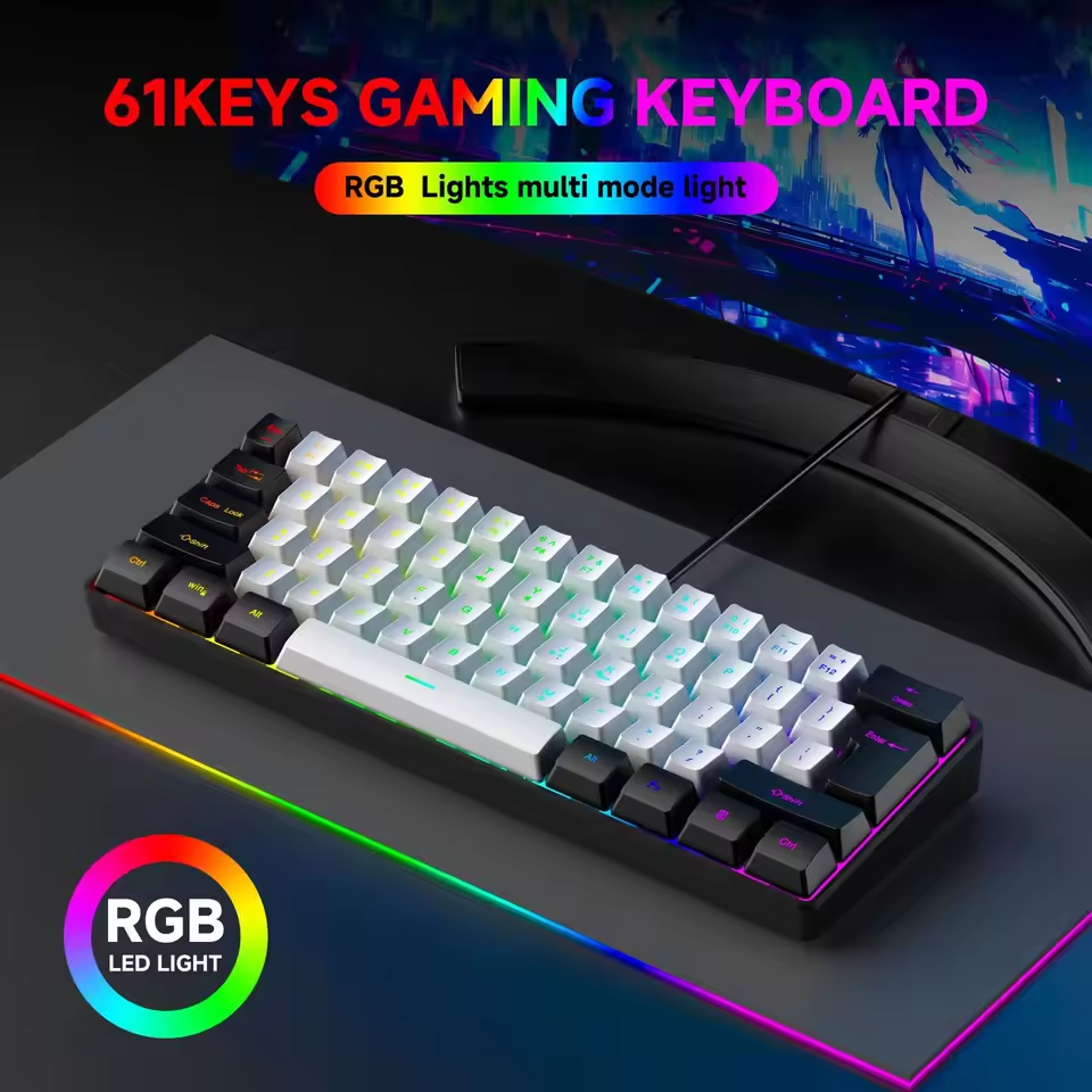 Mechanical Keyboard With RGB Backlight Keys Wired Gaming Keyboard Red Or Blue Switch 3