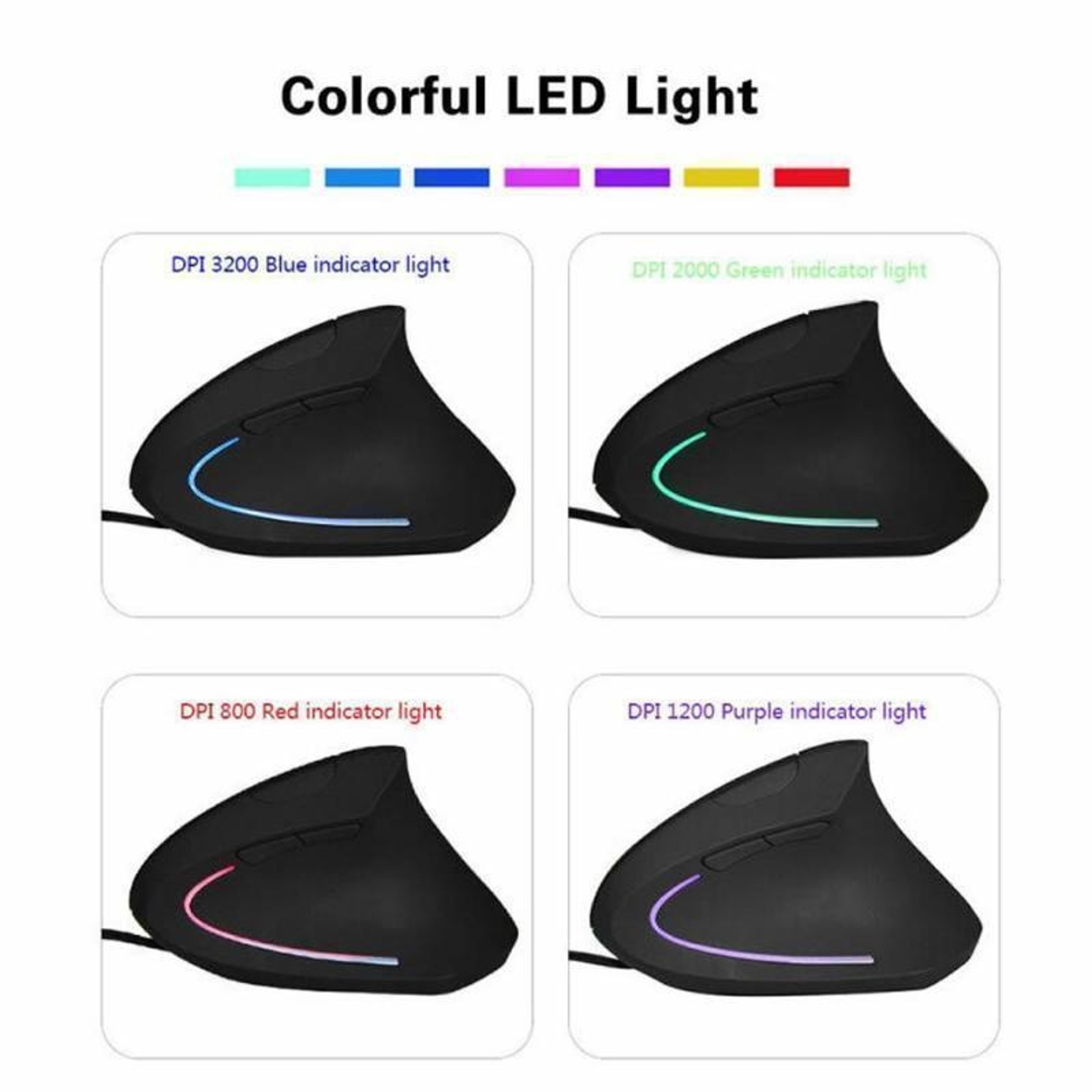 RGB Ergonomic Vertical Mouse DPI Wired USB Gaming  Office Mouse 4