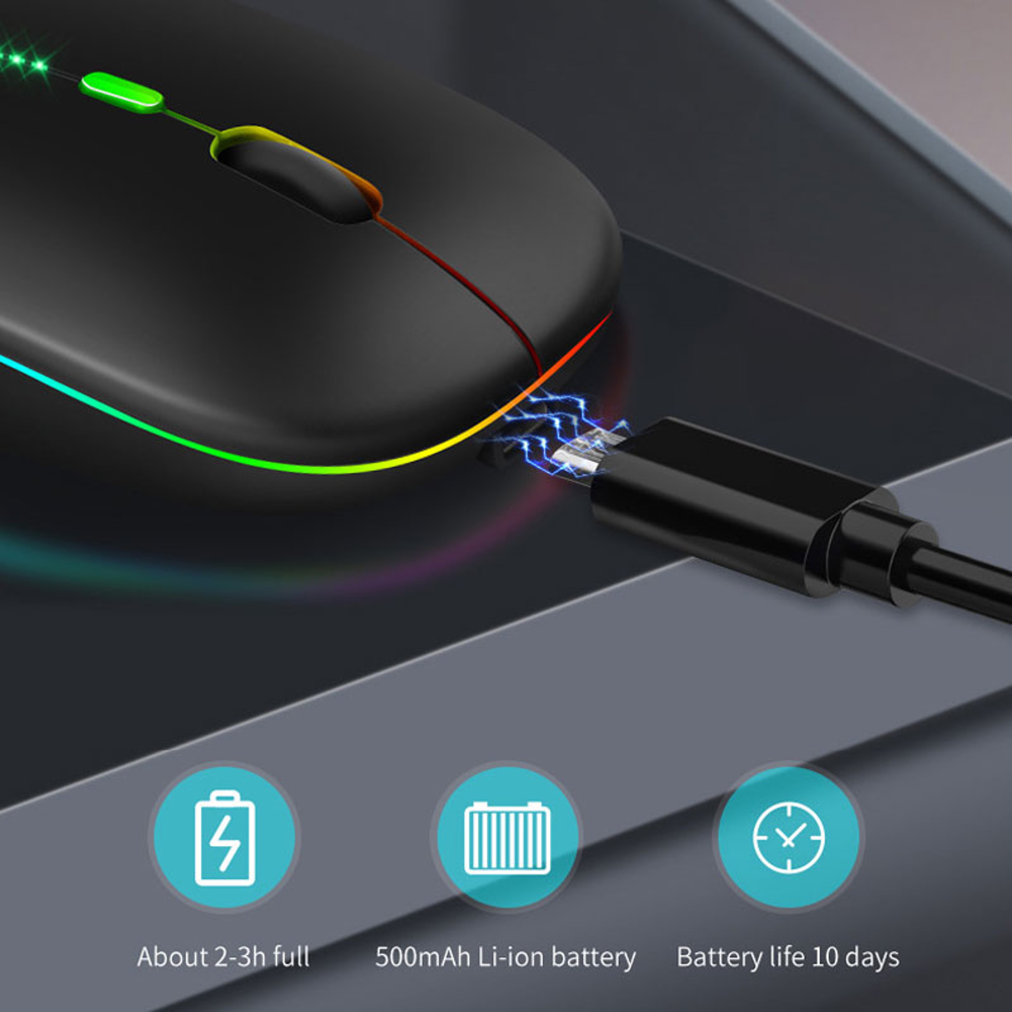 Glow Sync Bluetooth Wireless Mouse Rechargeable RGB Mouse For Laptop PC  Mac 2