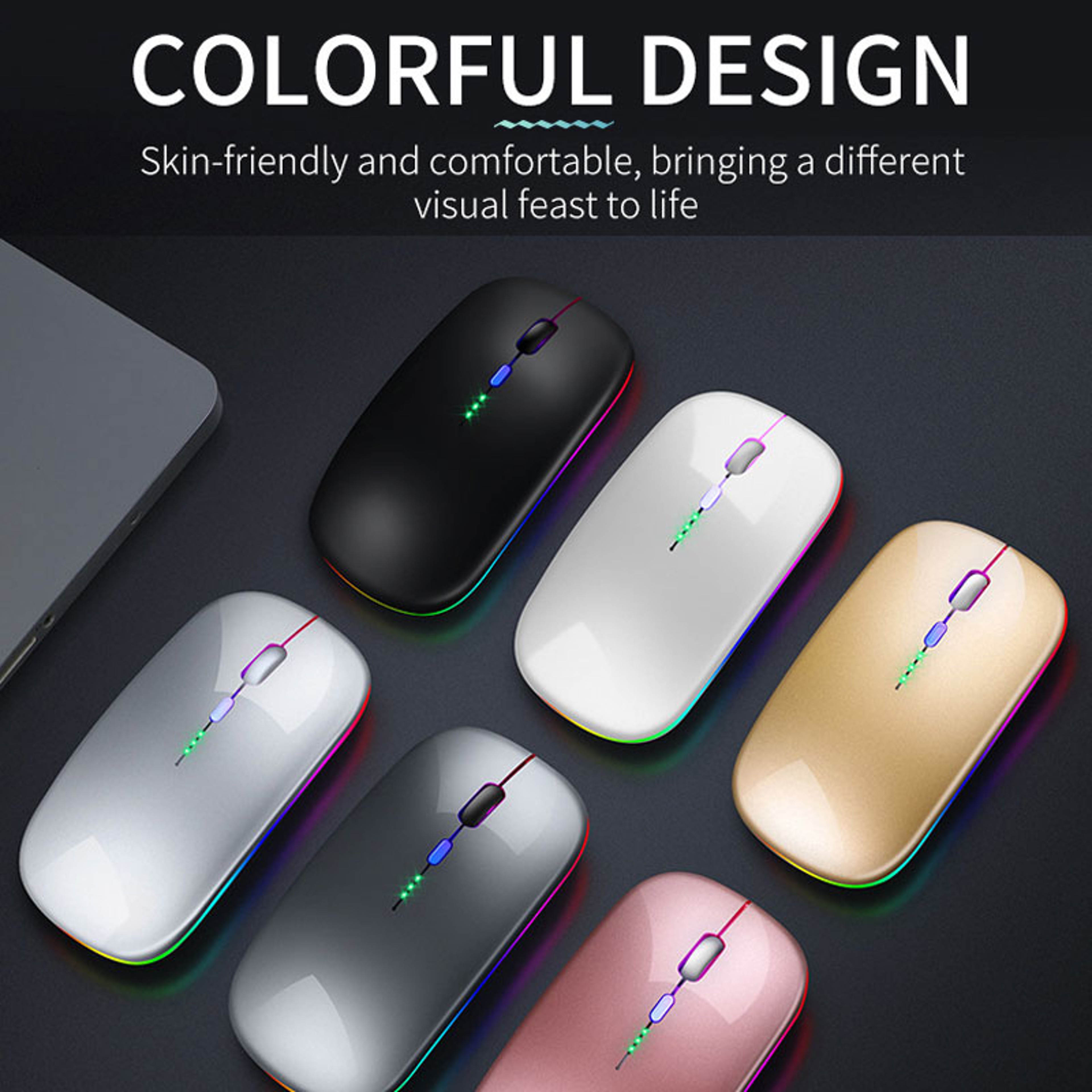 Glow Sync Bluetooth Wireless Mouse Rechargeable RGB Mouse For Laptop PC  Mac 5