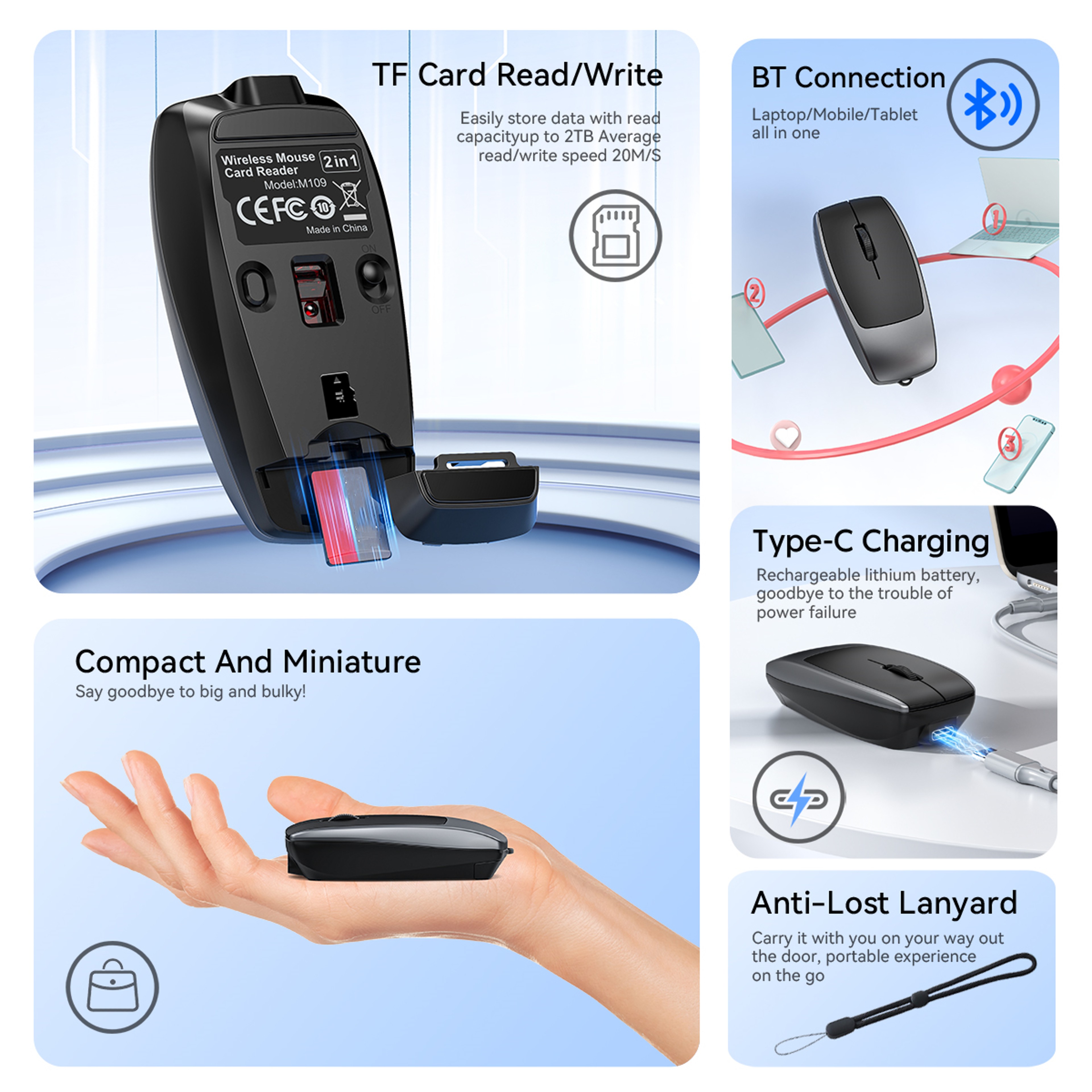 Rechargeable Bluetooth Wireless Mouse With Silent Click  Adjustable DPI For Laptop Tablet  Phone 4