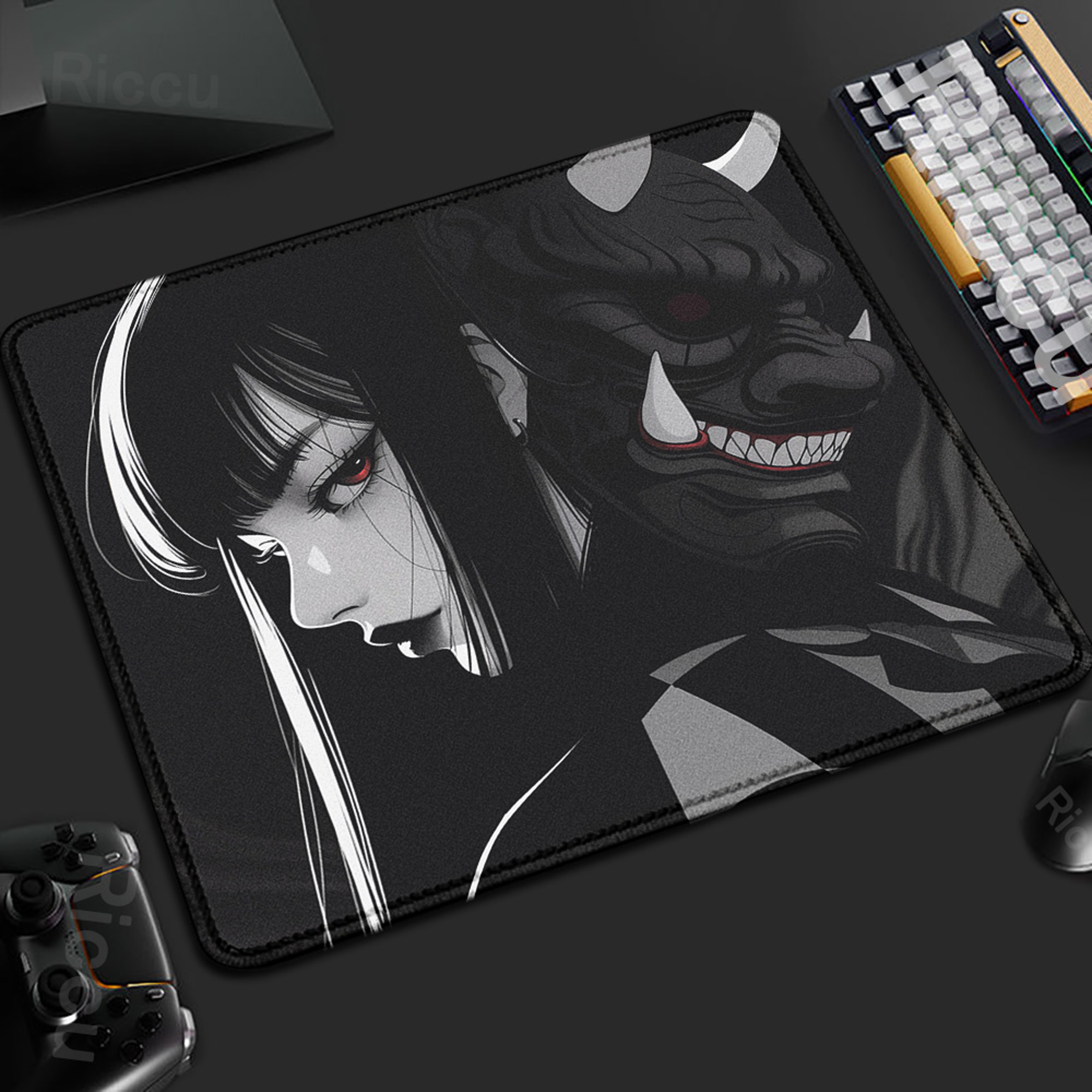 Oni Anime Mouse Pad Large Gaming Desk Mat With Non Slip Base And Stitched Edges 7