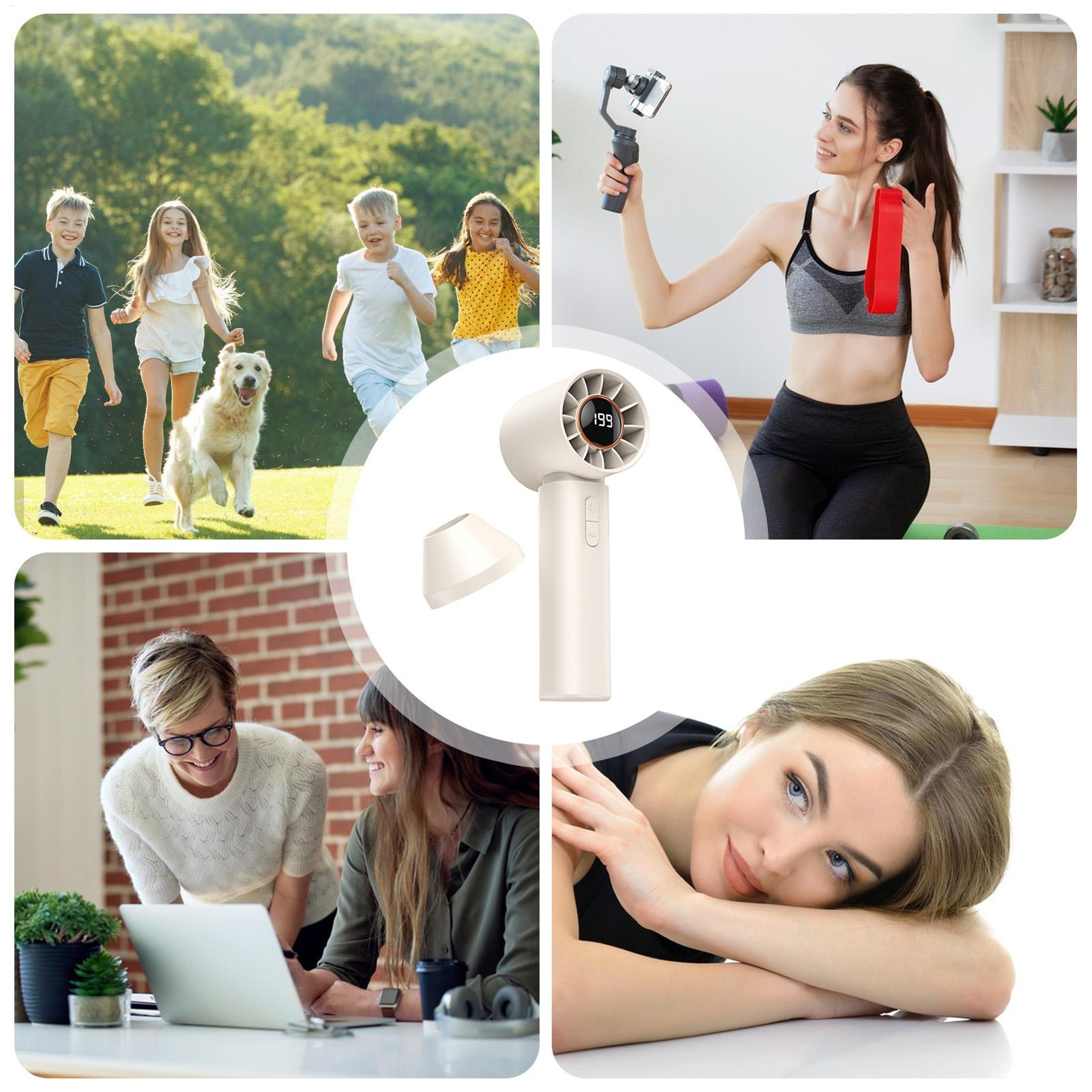 Portable Handheld Fan With Digital Display Speeds USB Rechargeable Travel Fan 4