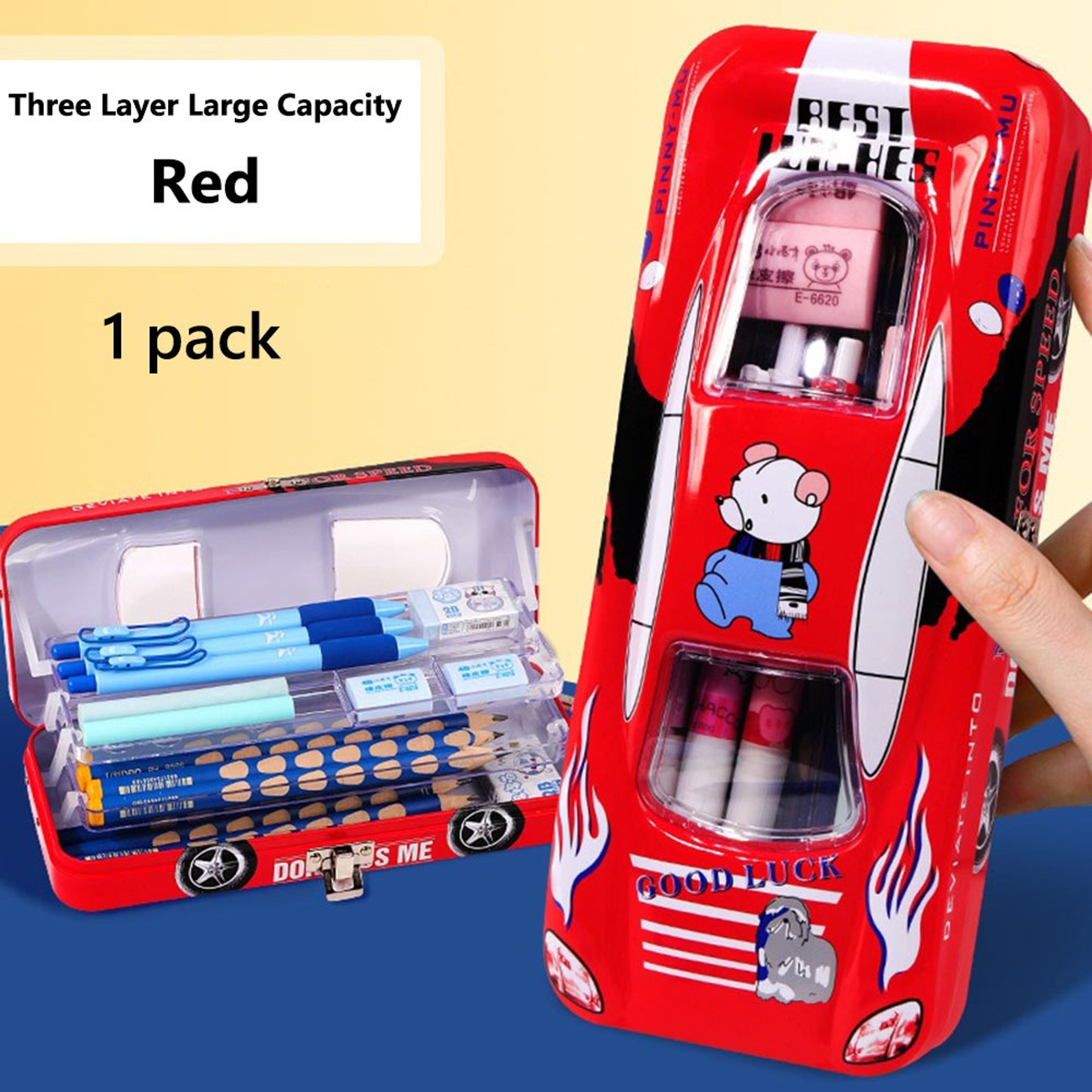Premium Metal Pencil Case With Lock 3 Layer Organizer For Students Back To School Backpack Essentia 9