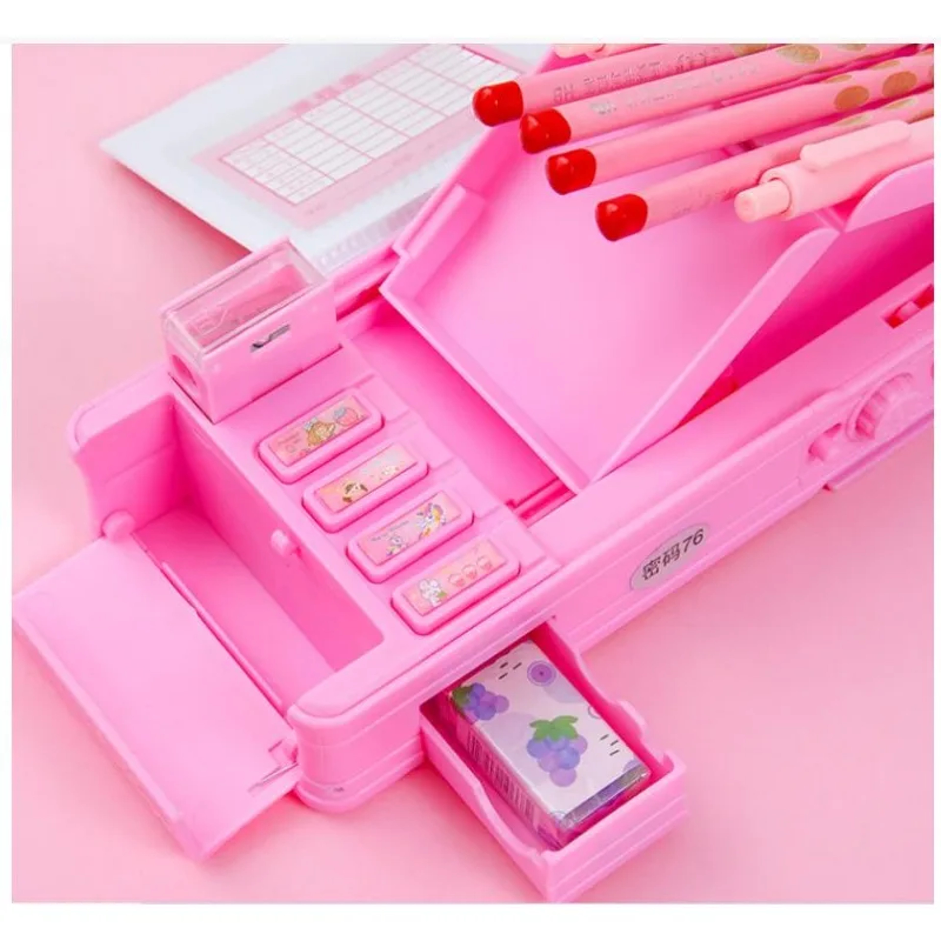 Cute Cartoon Pencil Case With Combination Lock For Students Back To School Backpack Essential Organ 2