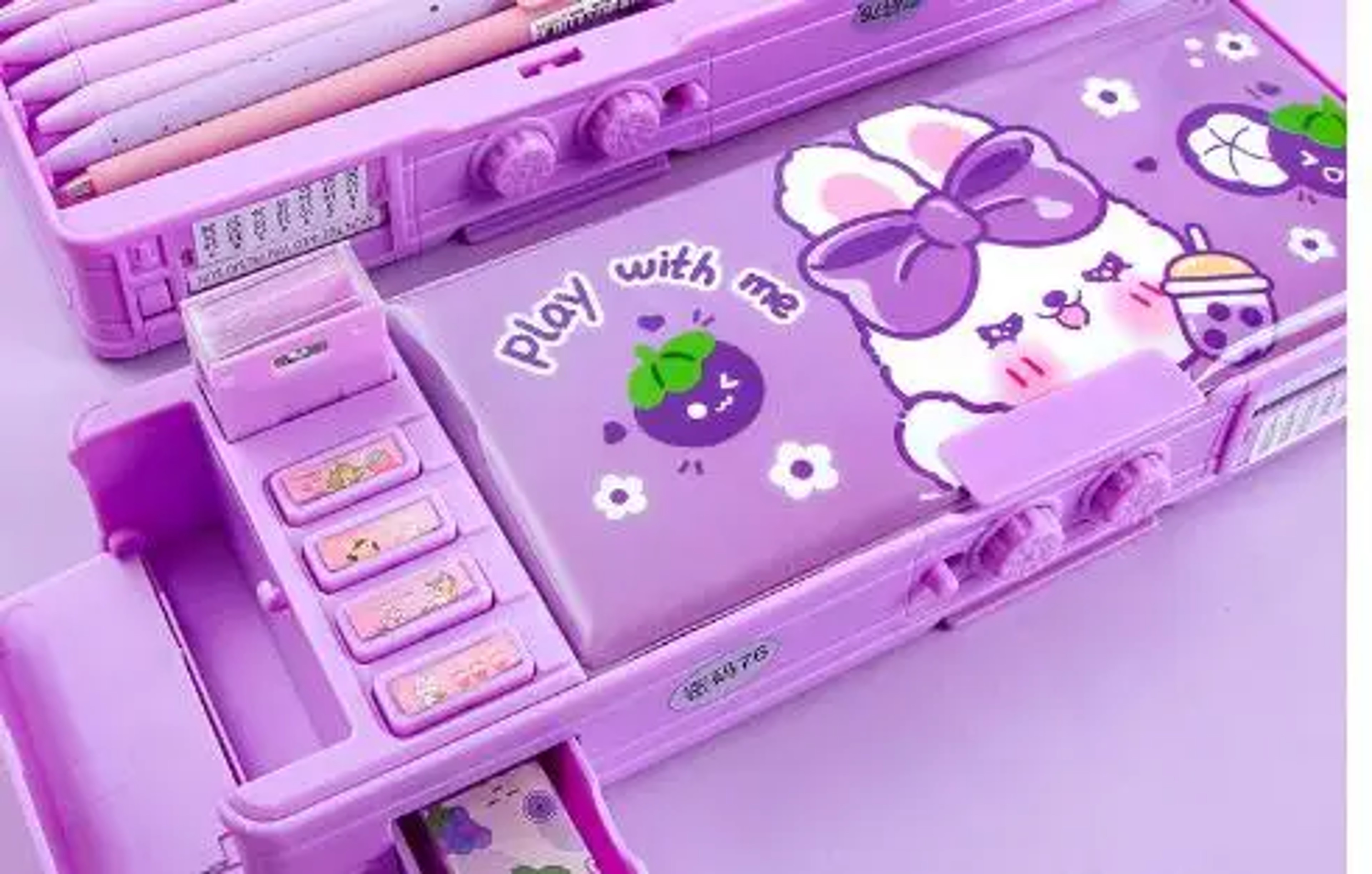 Cute Cartoon Pencil Case With Combination Lock For Students Back To School Backpack Essential Organ 5