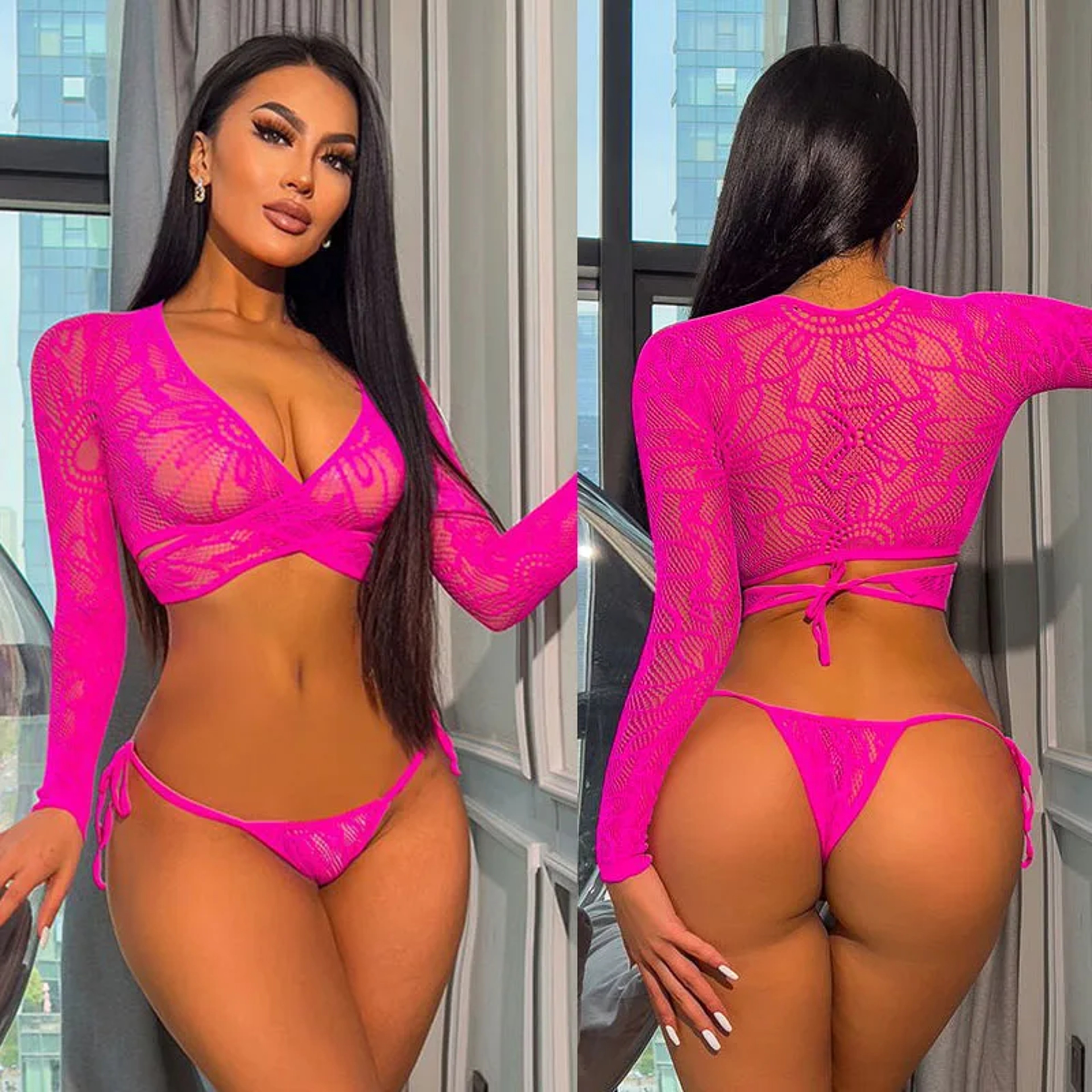 Elegant Lace Lingerie Set Back To School Backpack See Through Strapless Sexy Sleepwear For Women 5