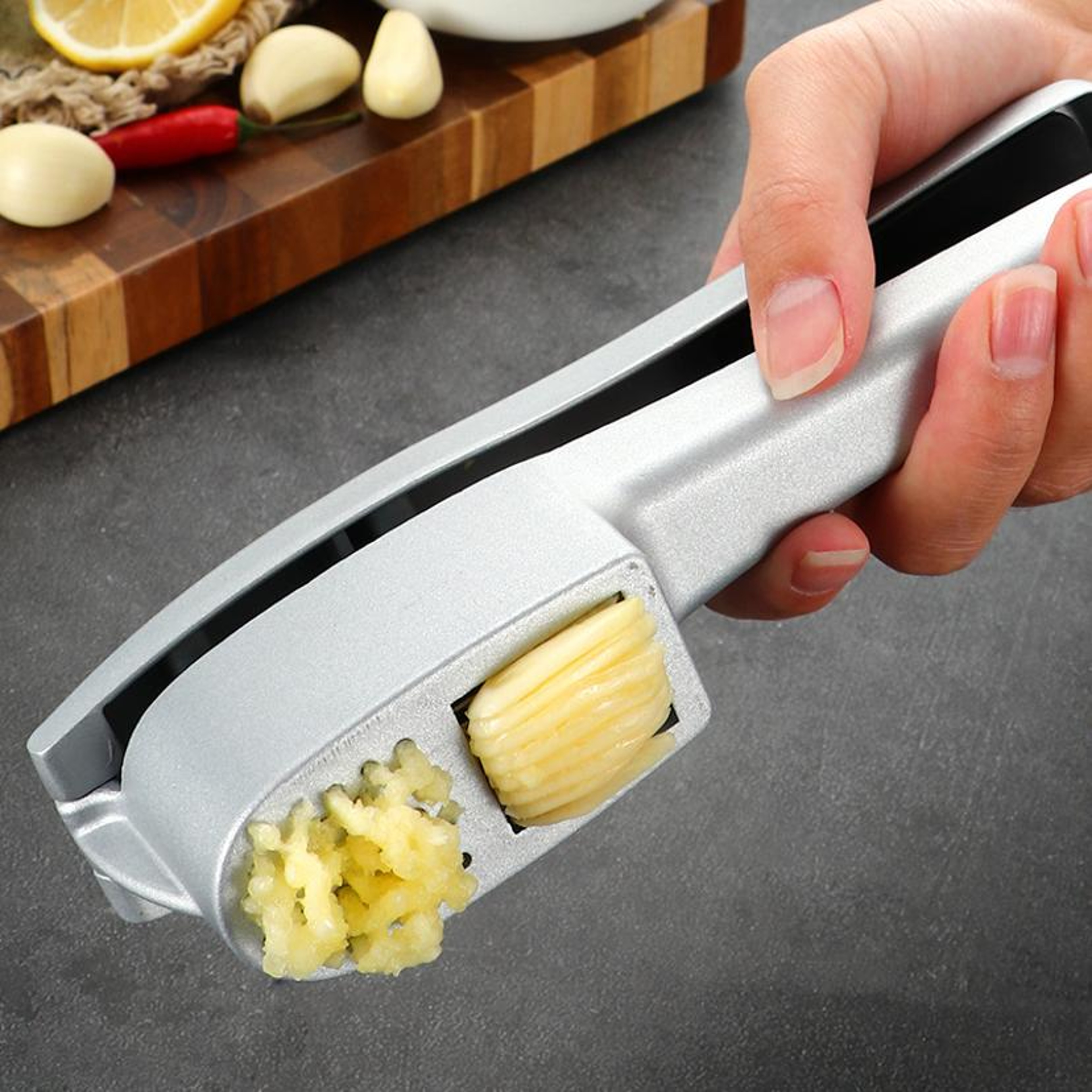 Garlic Press Aluminum Crusher Tool for Easy Mincings – view 1