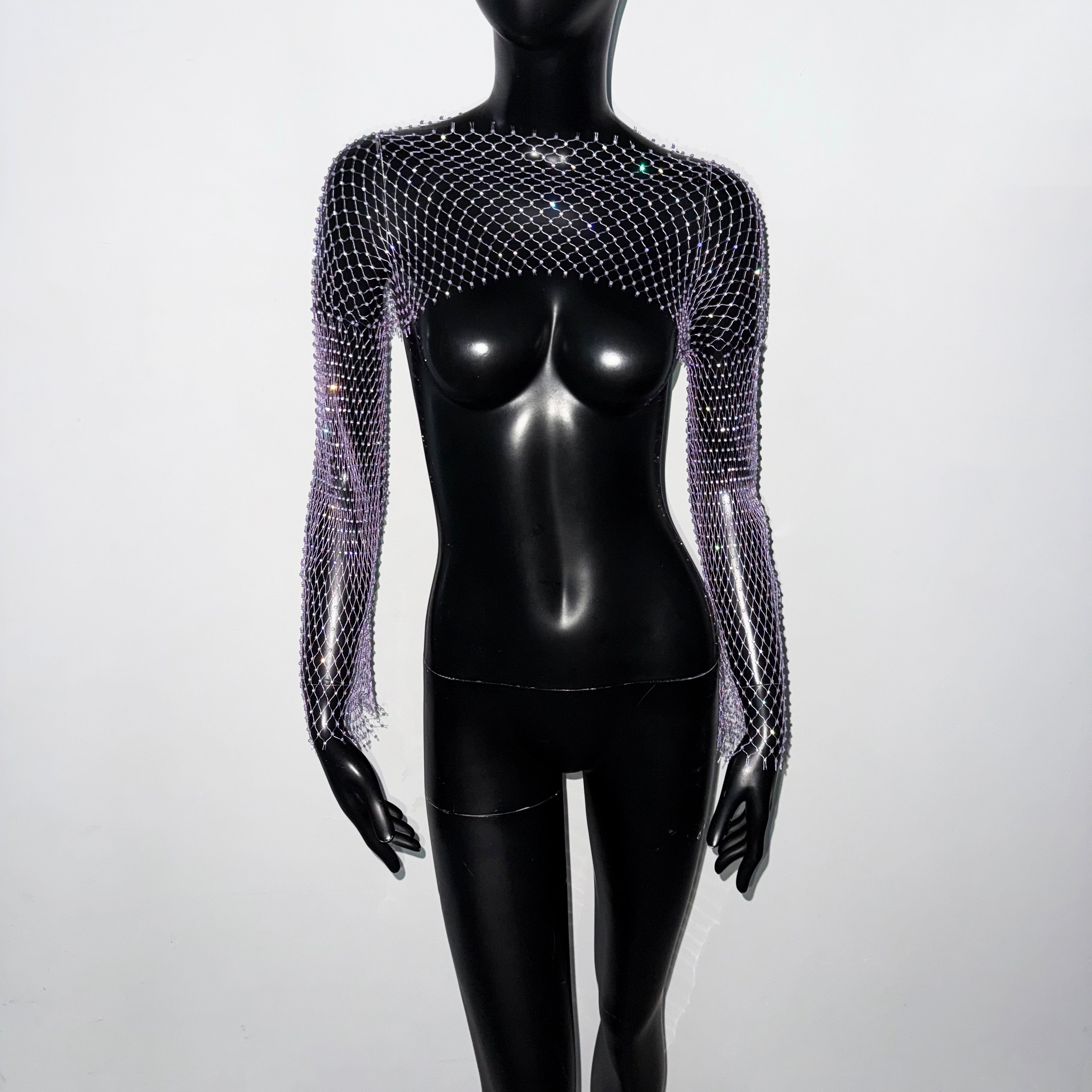 Sparkling Mesh Hoodie Womens Diamond Fishnet Top Long Sleeve Sun Protection Shirt 10