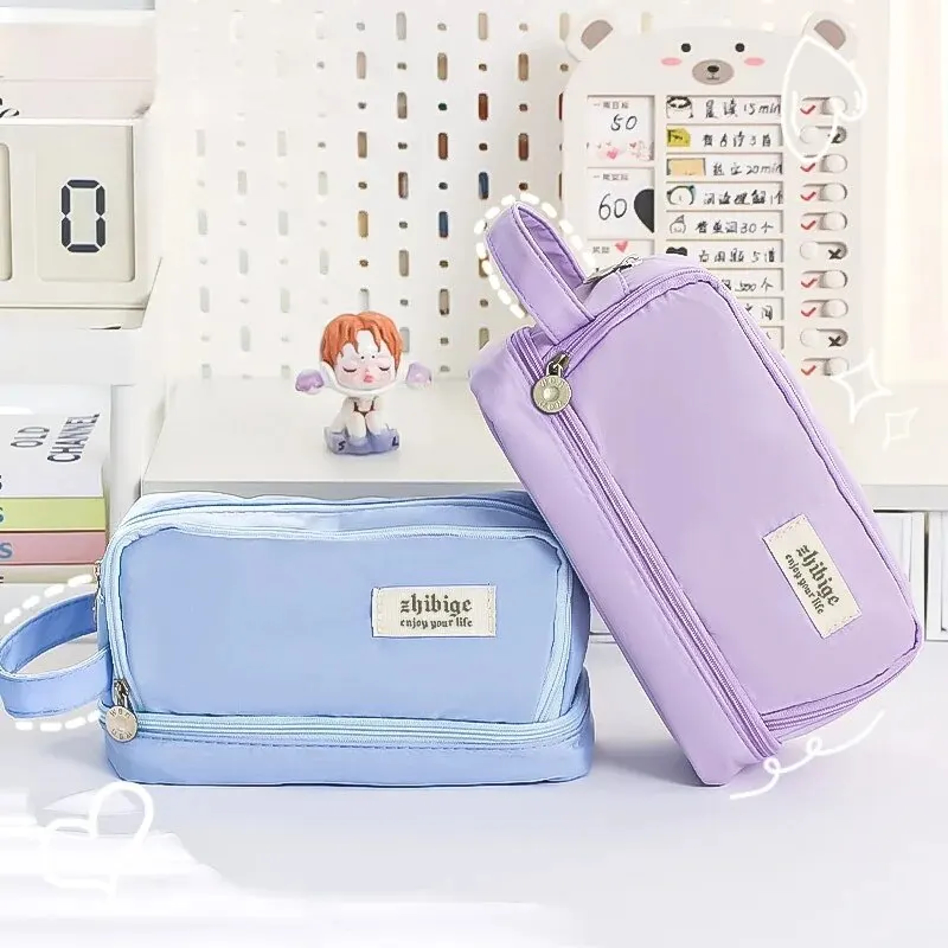 Large Capacity Pencil Case For Back To School Students Cute Pen Organizer Macaron Stationery Pouch 0