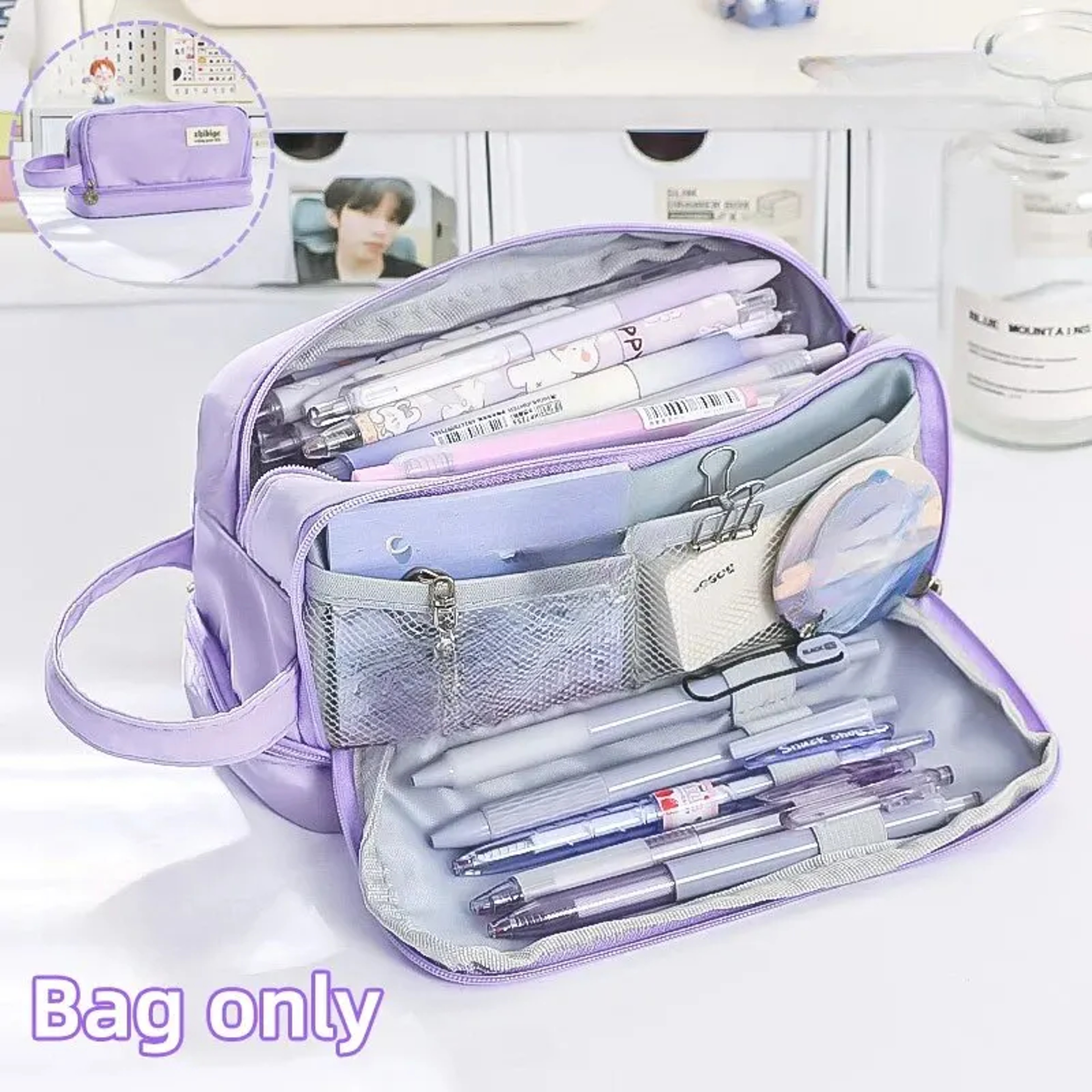 Large Capacity Pencil Case For Back To School Students Cute Pen Organizer Macaron Stationery Pouch 3