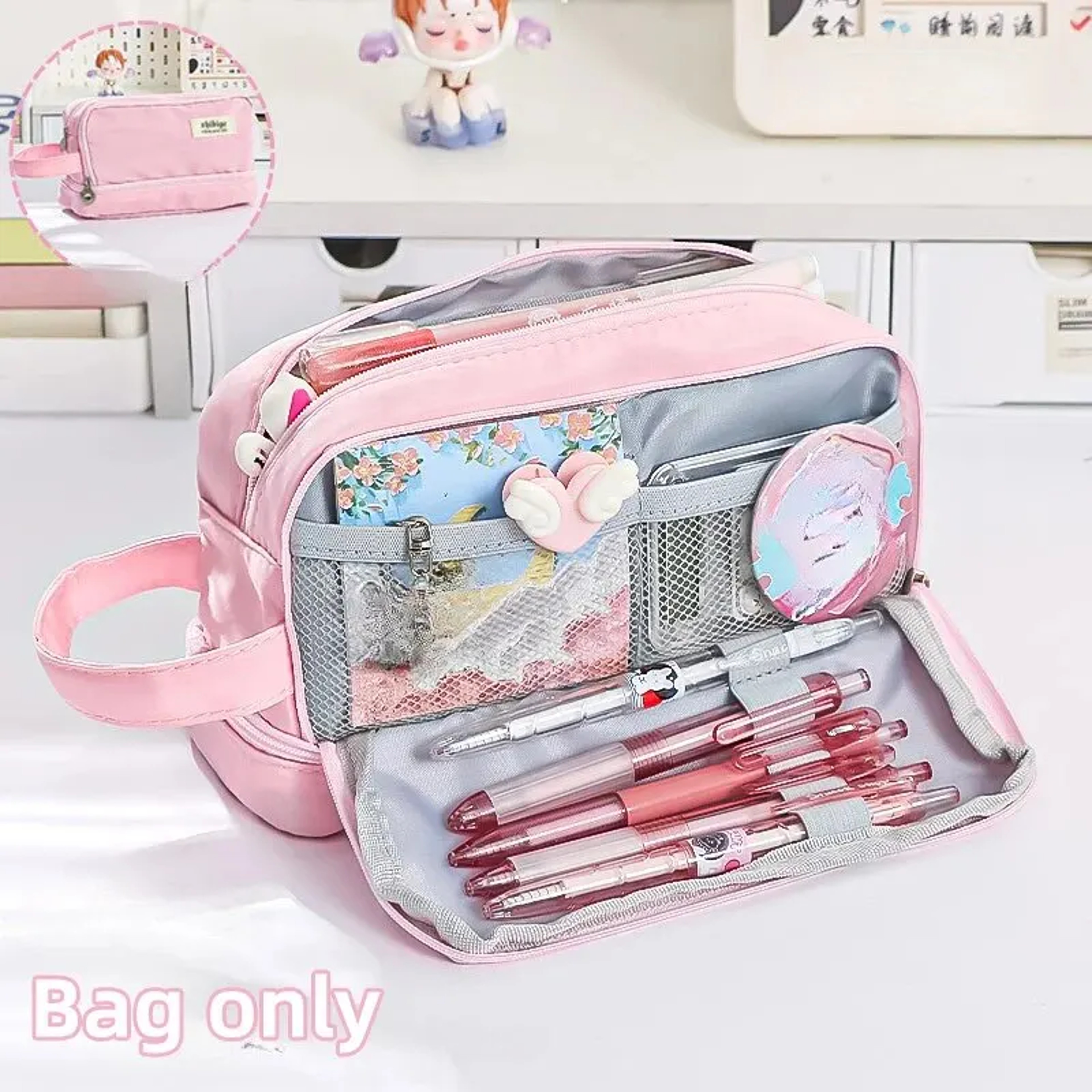 Large Capacity Pencil Case For Back To School Students Cute Pen Organizer Macaron Stationery Pouch 4