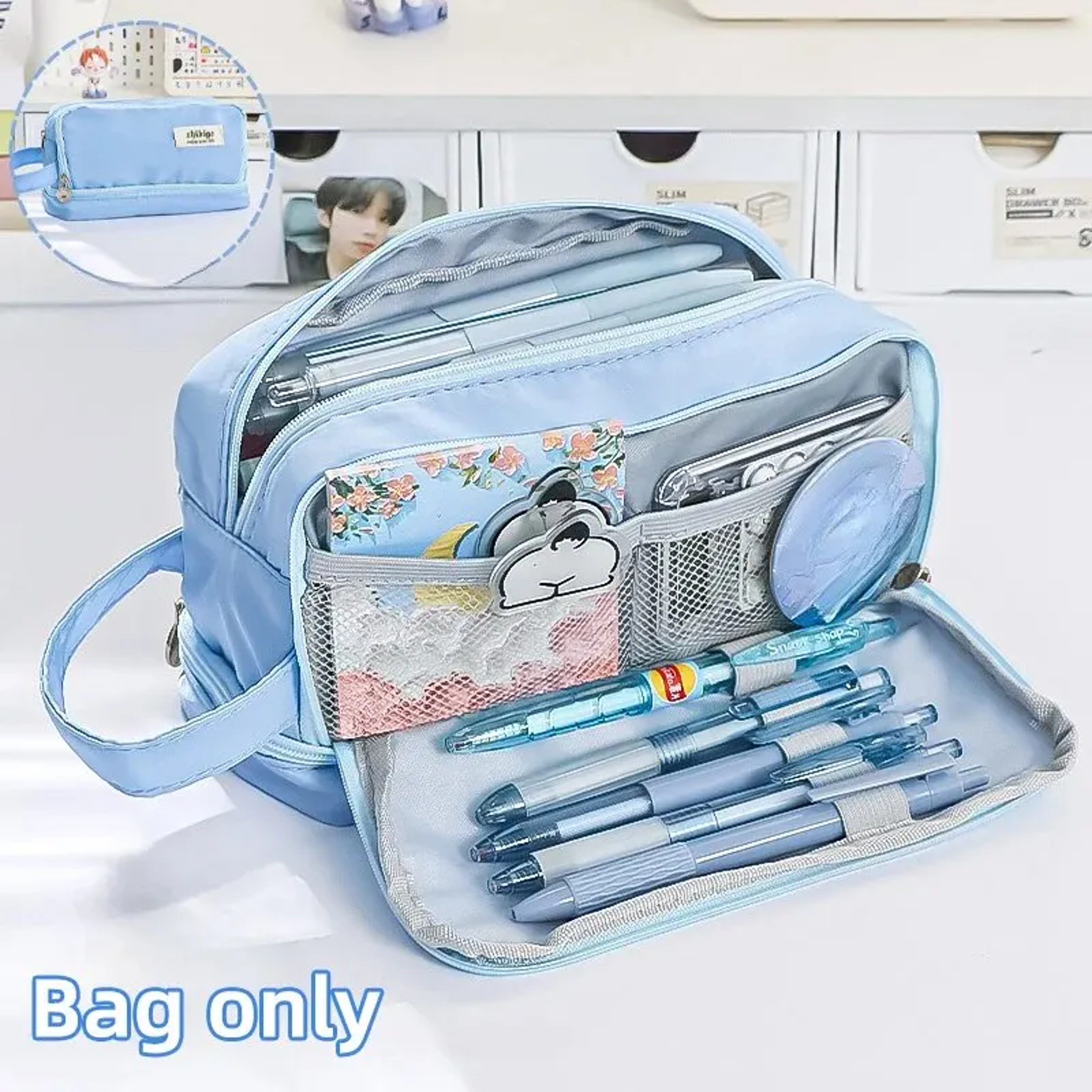 Large Capacity Pencil Case For Back To School Students Cute Pen Organizer Macaron Stationery Pouch 6