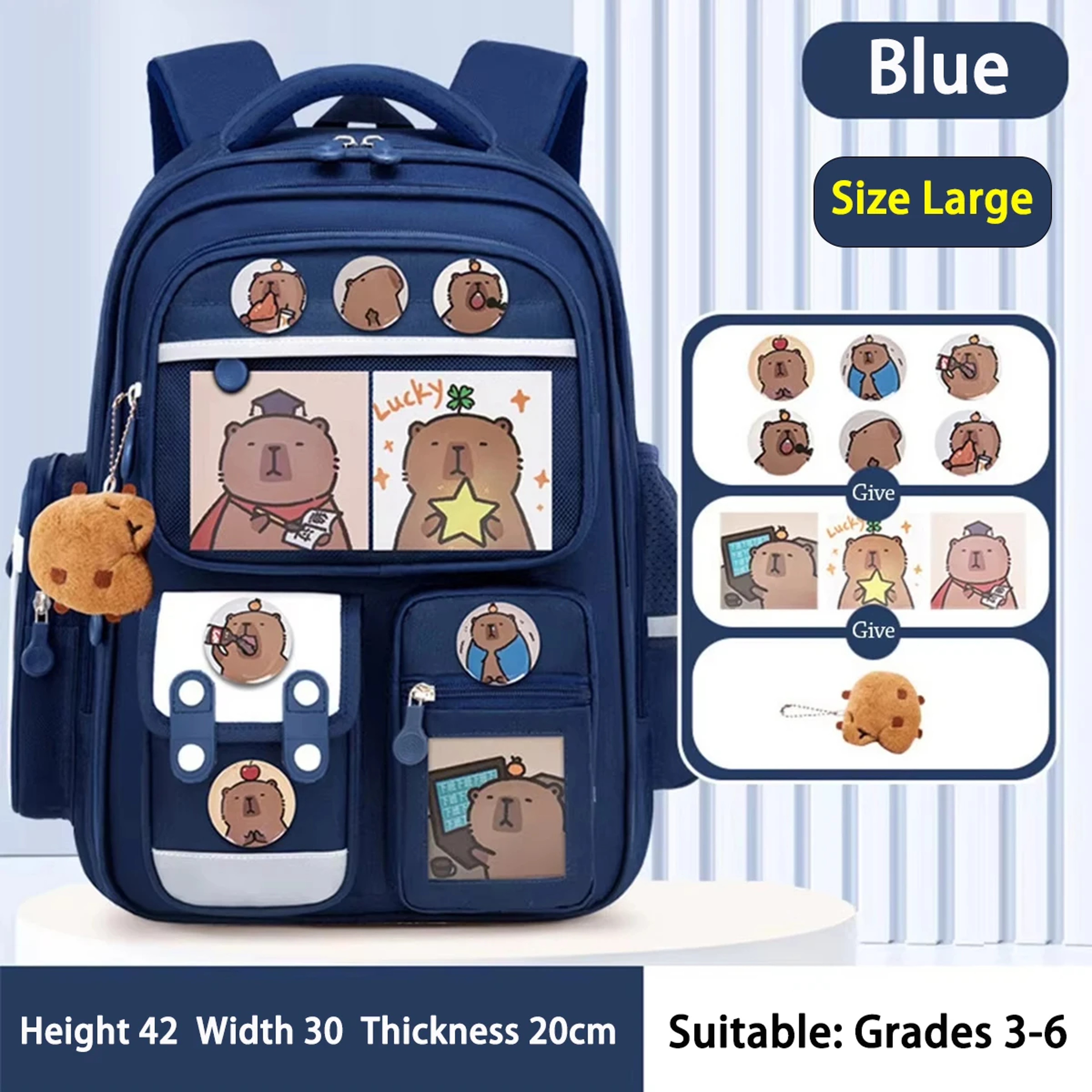 Capybara Kids Waterproof Backpack For Students Large Capacity Ergonomic School Bag Back To School 10