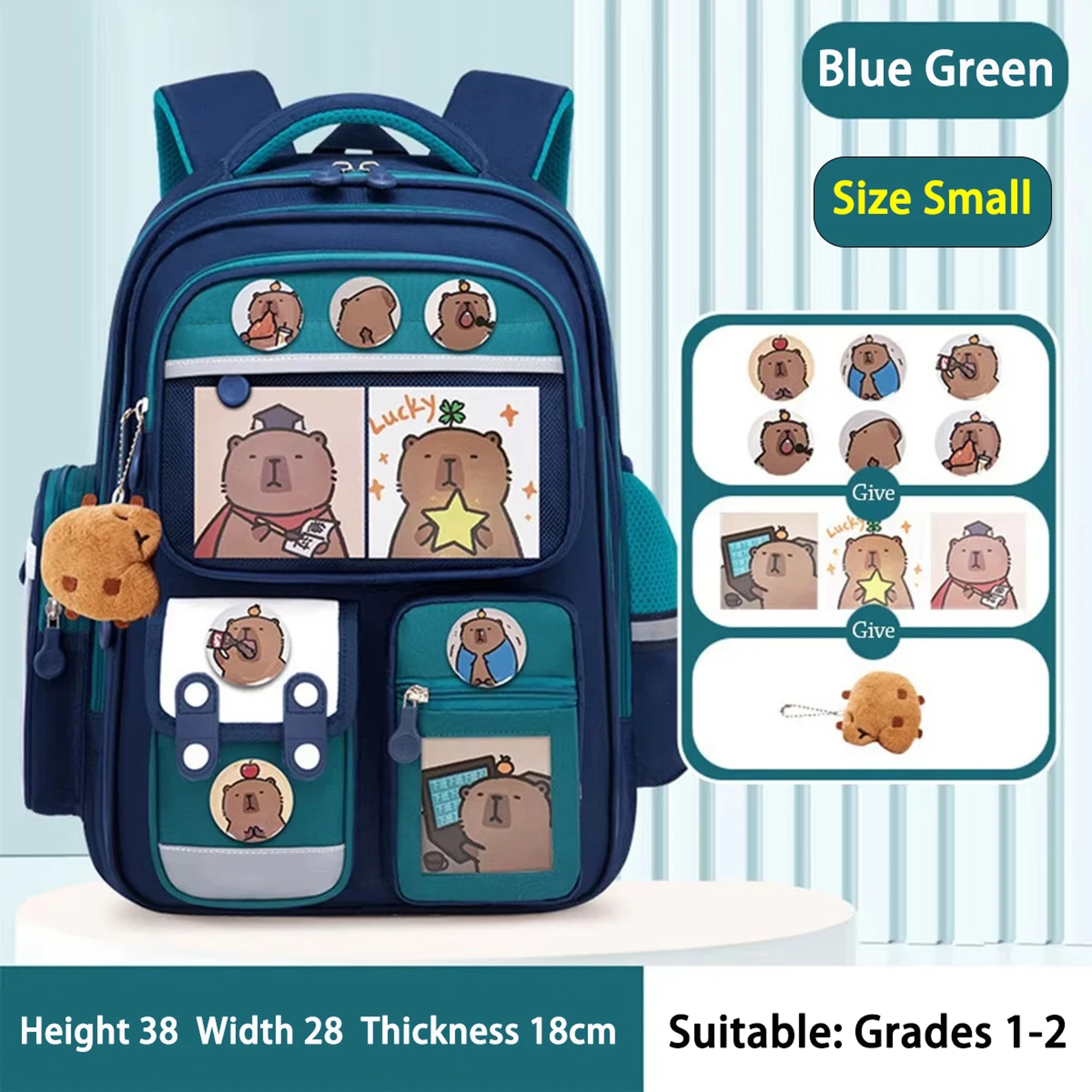 Capybara Kids Waterproof Backpack For Students Large Capacity Ergonomic School Bag Back To School 13