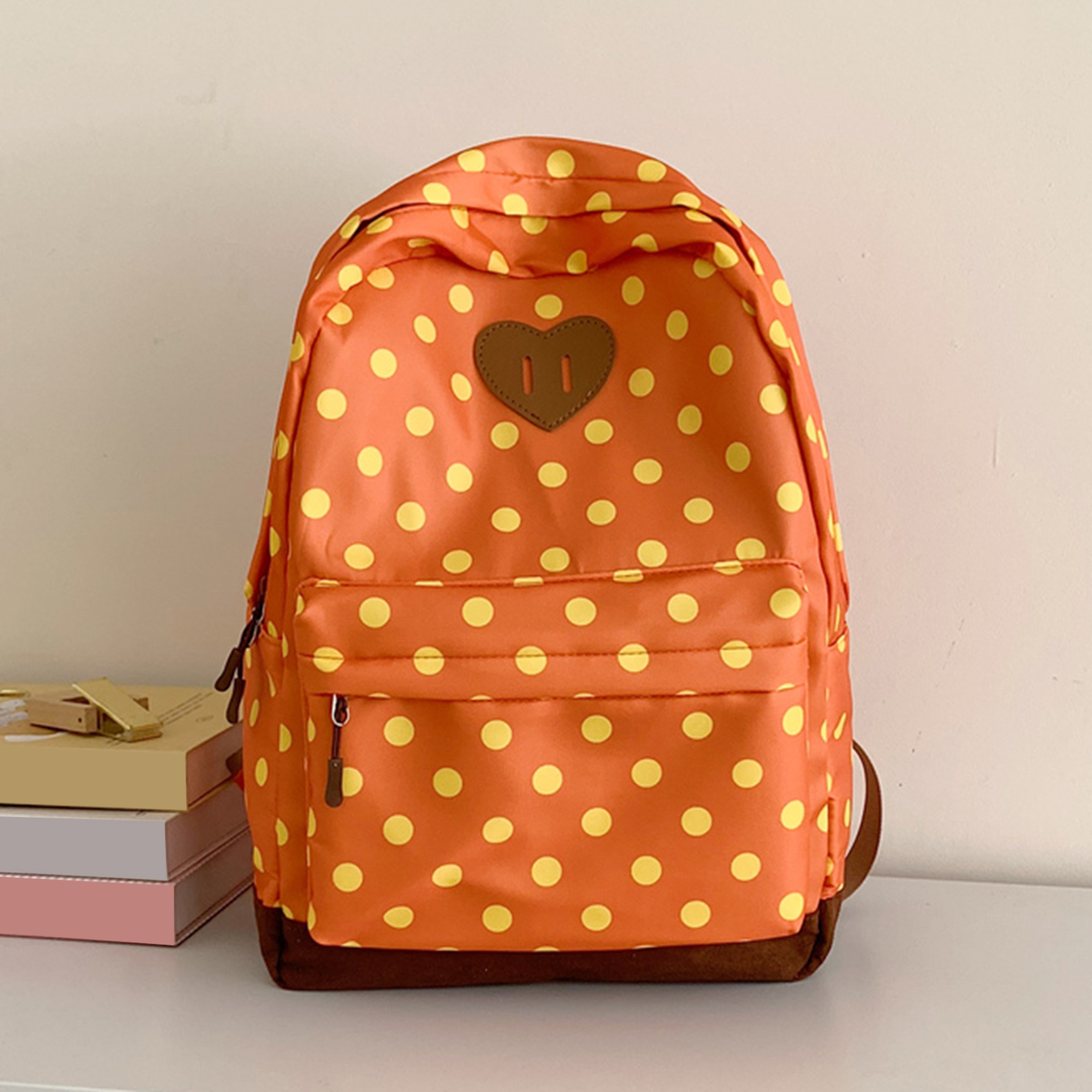 Cute Nylon Polka Dot Back To School Backpack With Multiple Pockets For Girls Travel College Commute 5