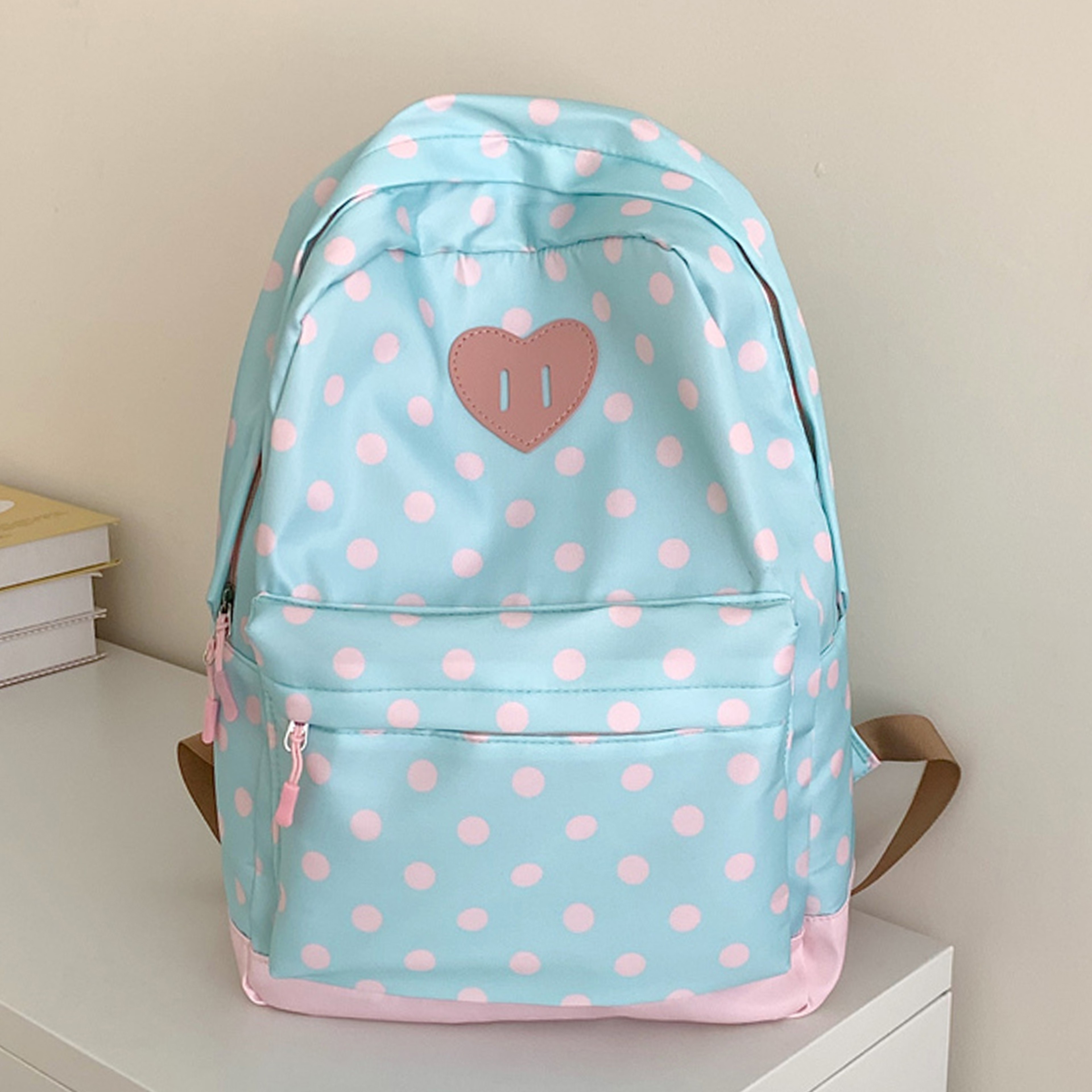 Cute Nylon Polka Dot Back To School Backpack With Multiple Pockets For Girls Travel College Commute 4