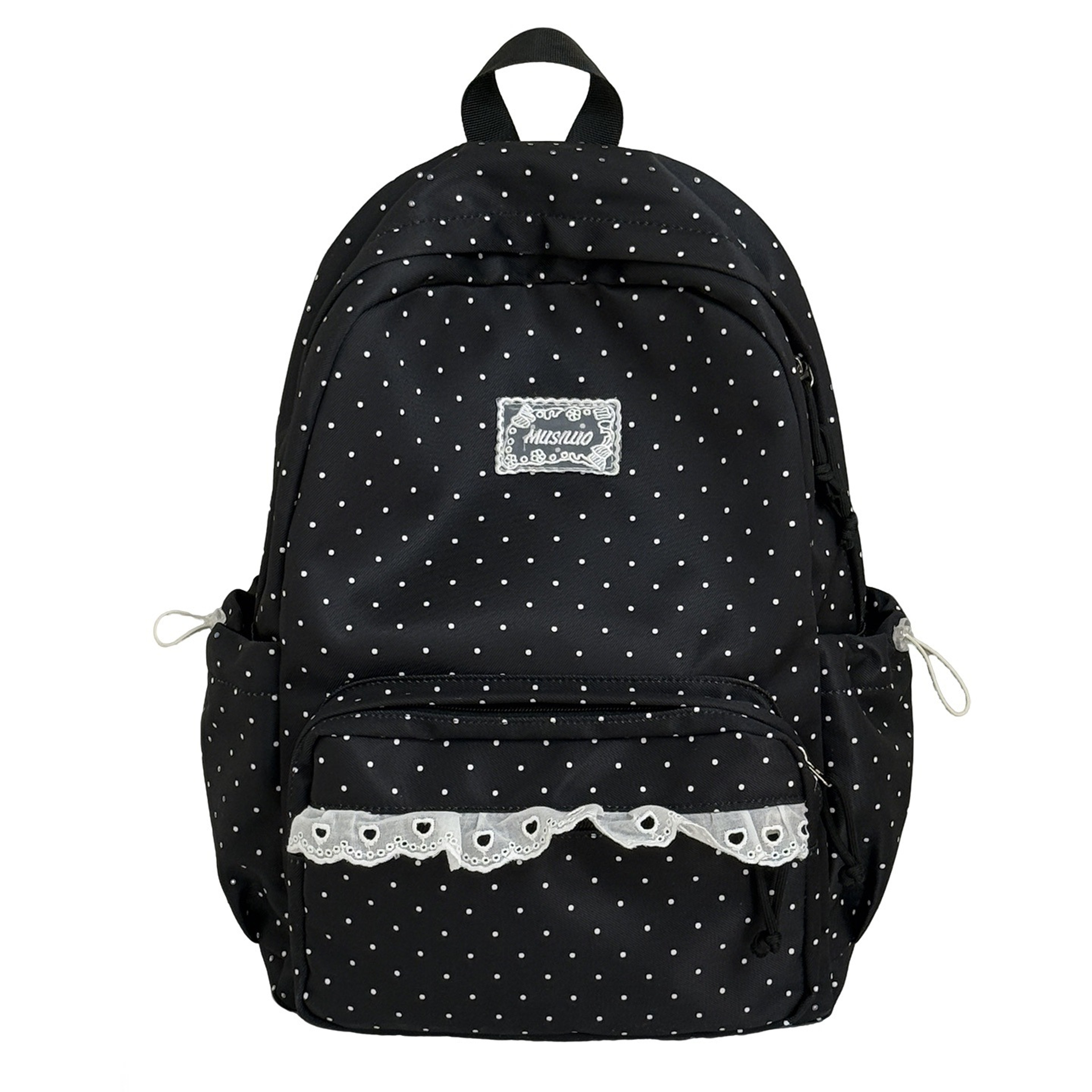 Back To School Korean Style Backpack For Women Cute Polka Dot Lightweight Nylon School Travel Bag 4