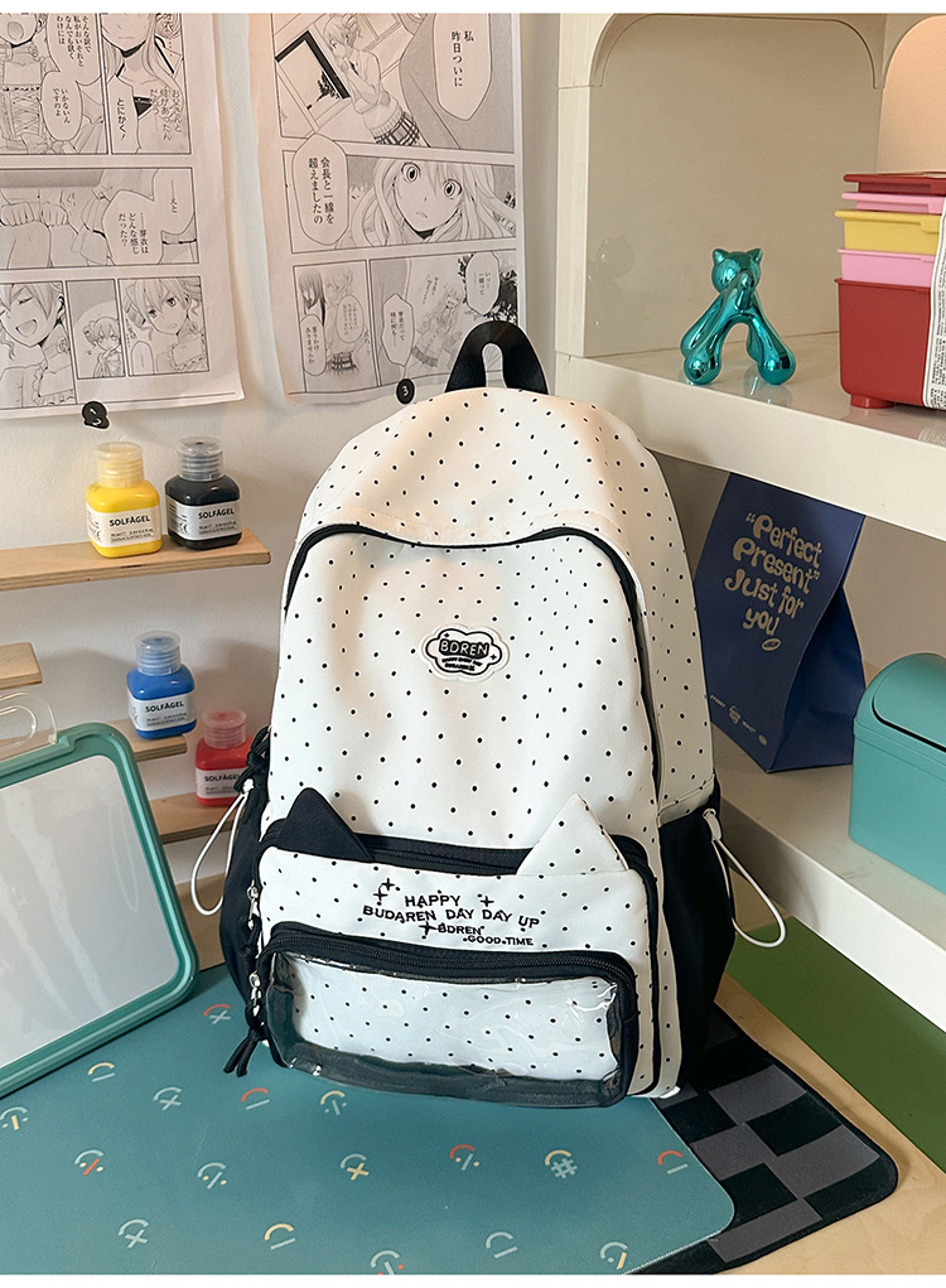 back to school Cat Ear Ita Bag Backpack for Girls Lightweight Nylon Preppy School Backpack – view 7