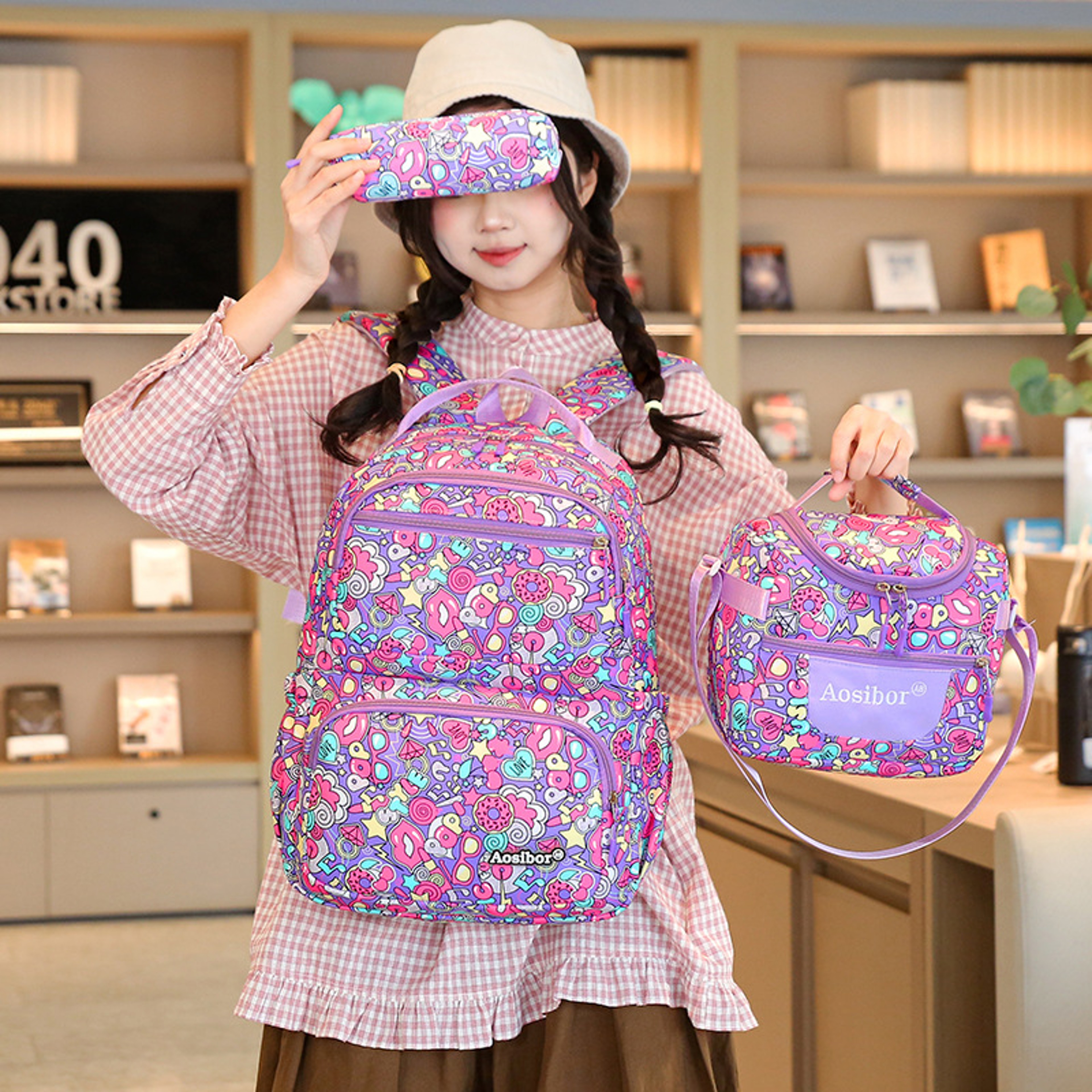 Cute Rabbit Girls Backpack Set For Back To School Kawaii School Backpack With Matching Handbag  Pou 0