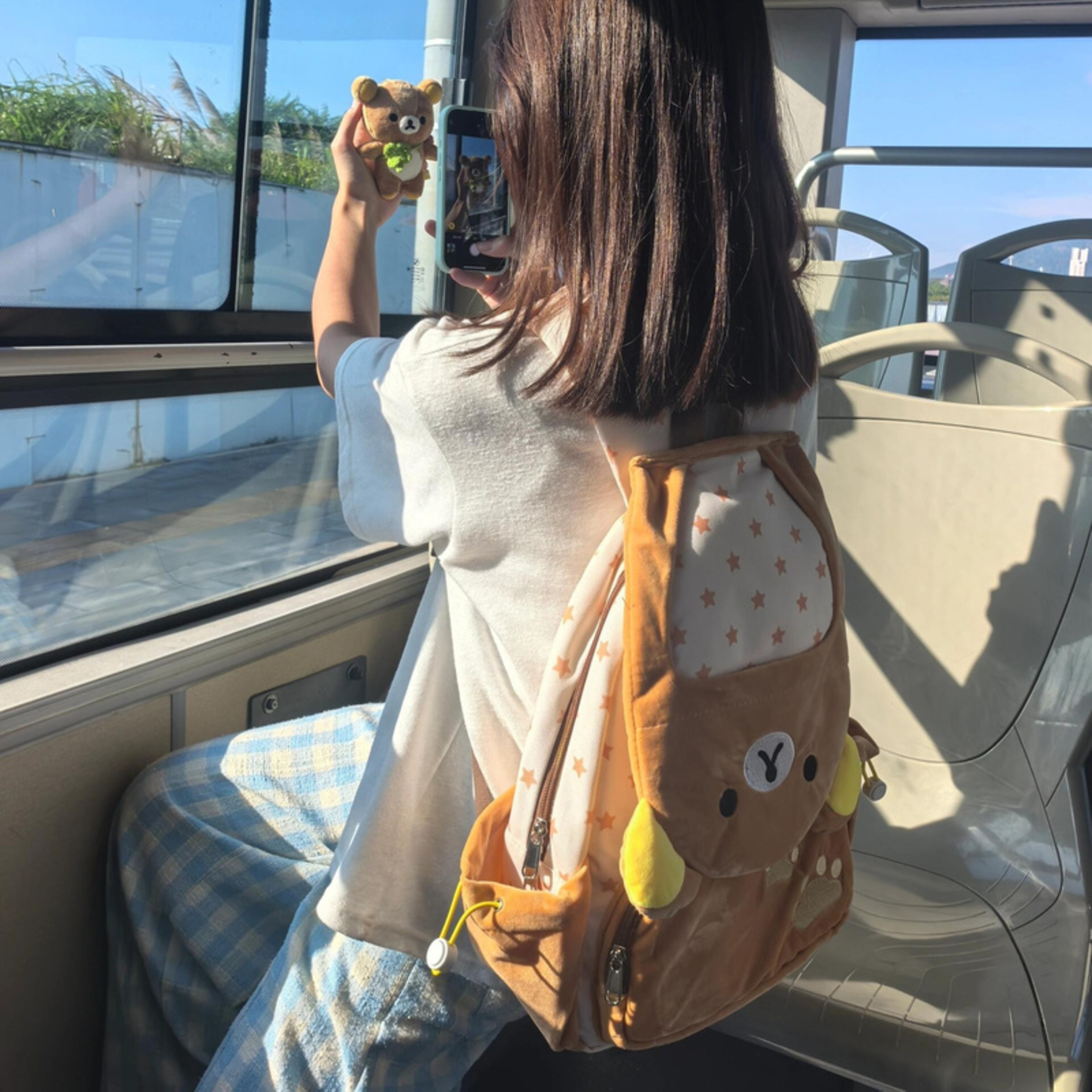 Rilakkuma Back To School Plush Backpack Large Capacity Kawaii School Backpack Cute Bear Bookbag 1