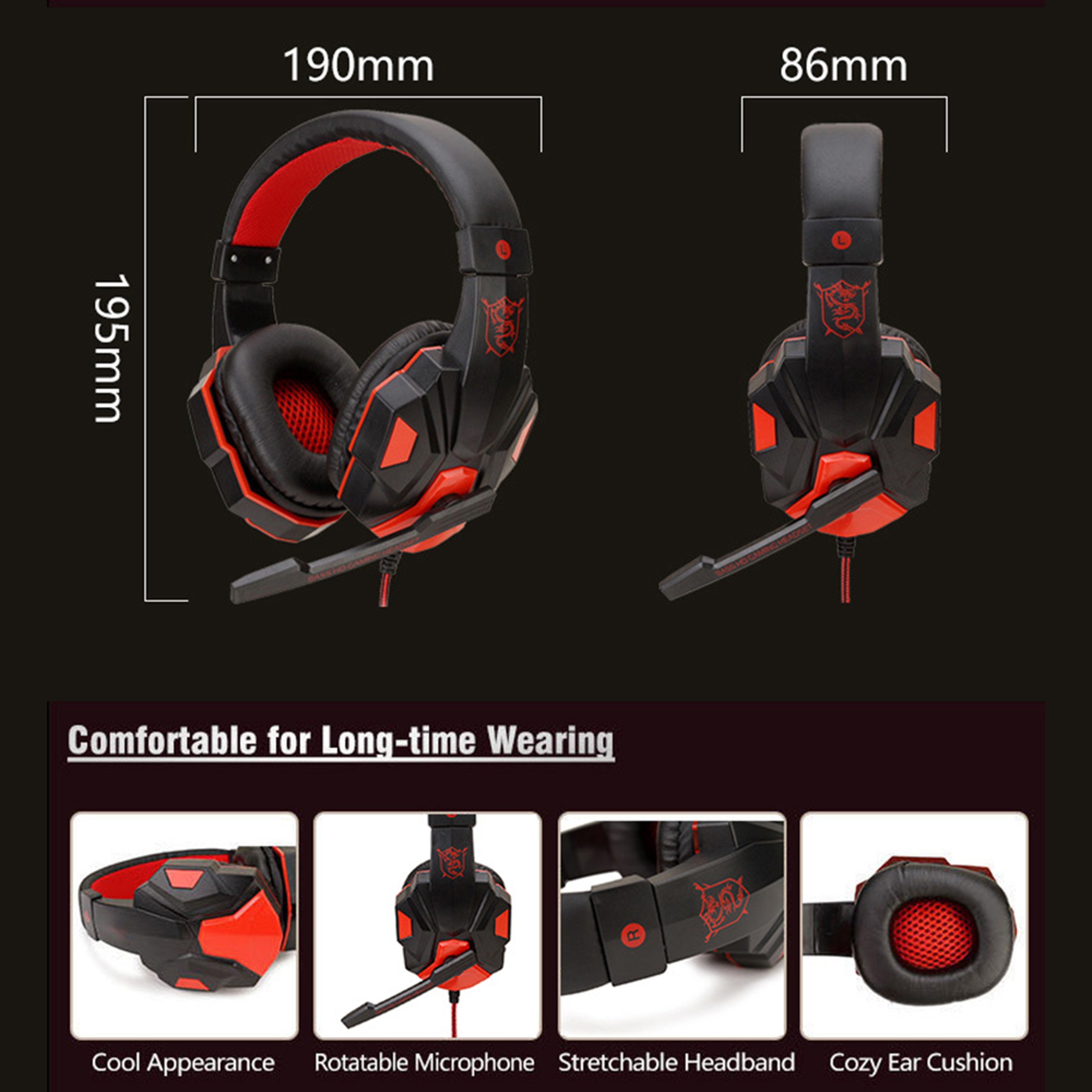 Pro Sound Wired Gaming Headset With Mic Back To School Stereo Gaming Headphones For PC Laptop 6