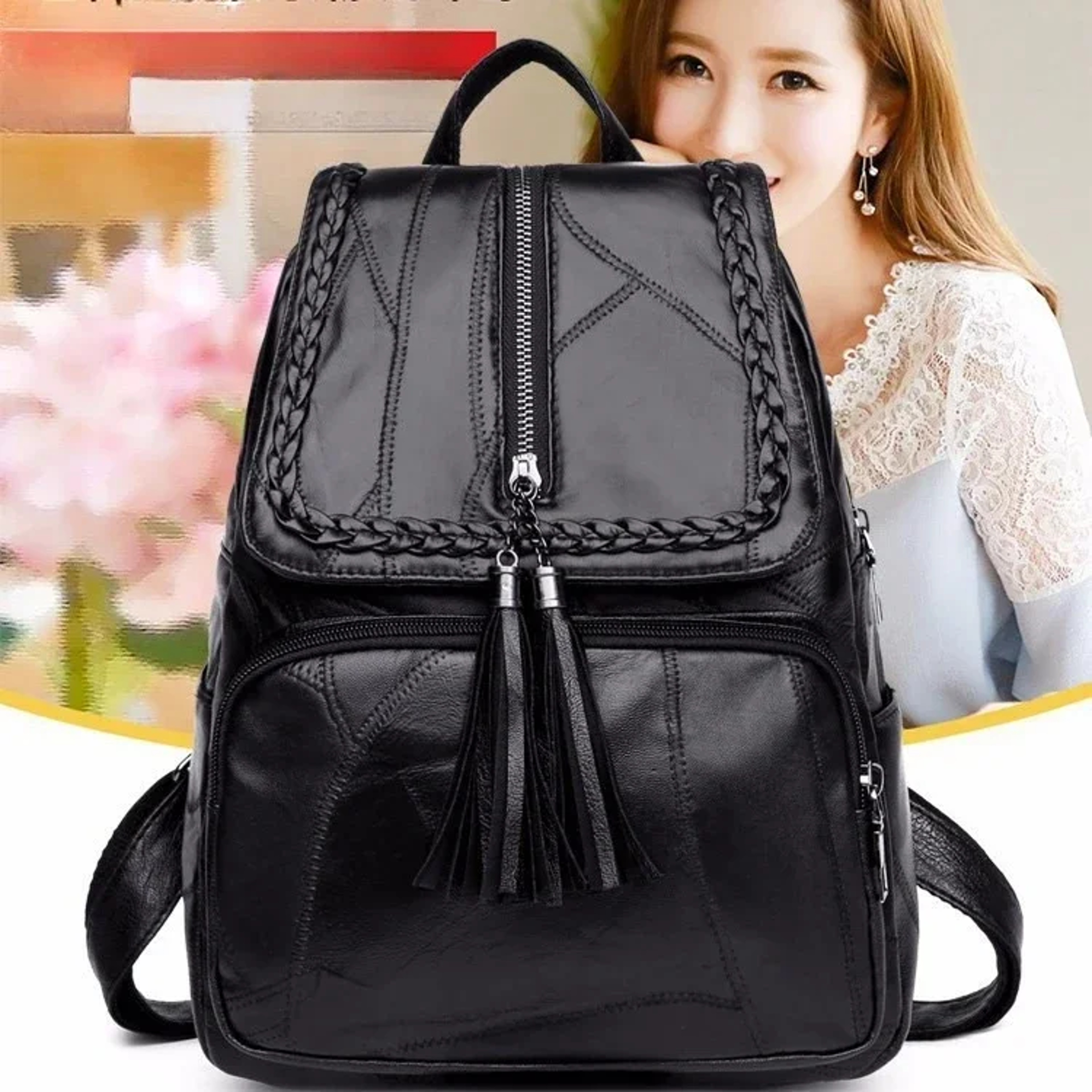 Elegant Leather Backpack For Women Back To School Large Capacity Travel Backpack For Girls  Daily C 2