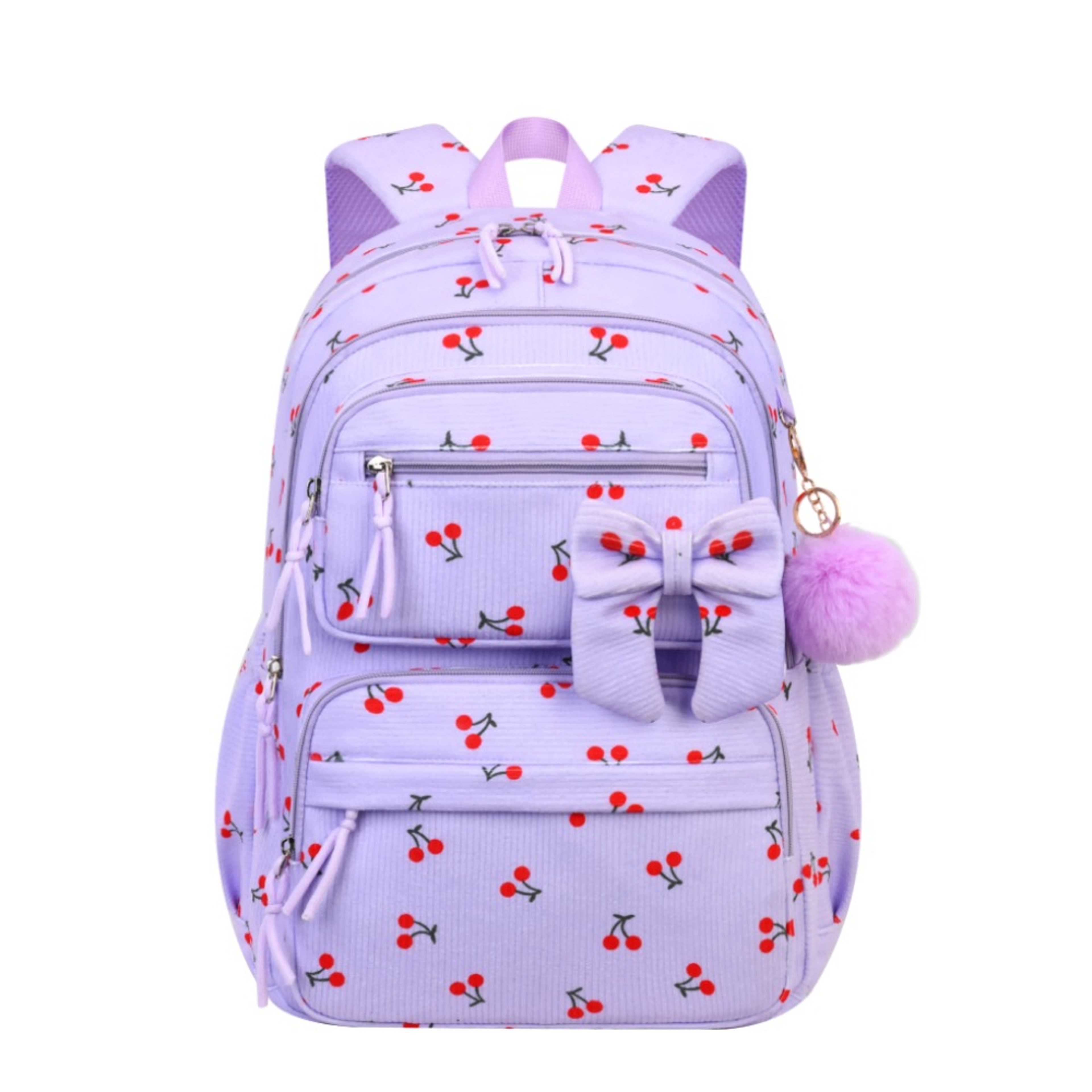 Cherry Corduroy Girls School Bag Set With Lunch Bag  Pencil Case Back To School Backpack 0