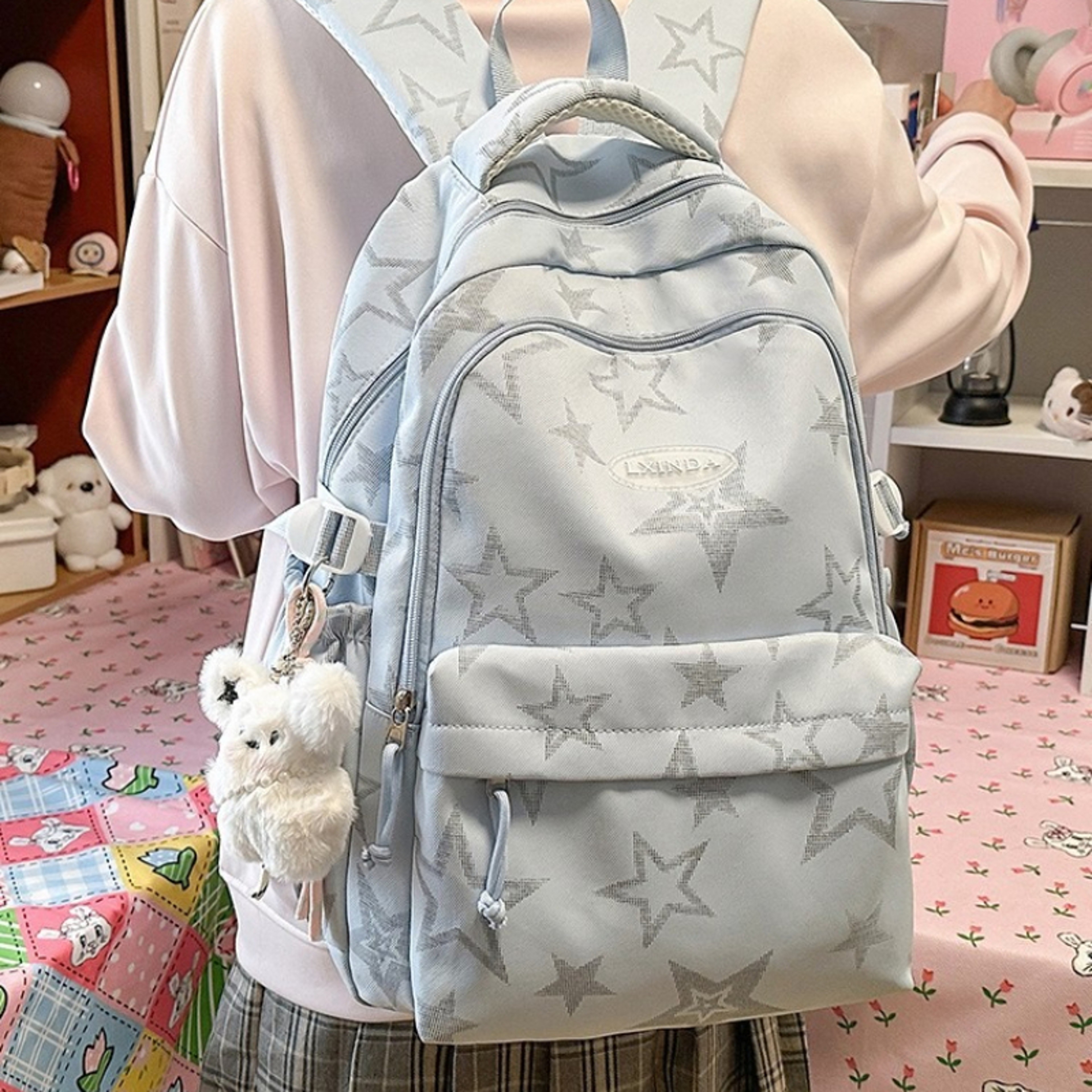 Large Capacity Star School Backpack For Girls Back To School Backpack Aesthetic College Laptop Back 0