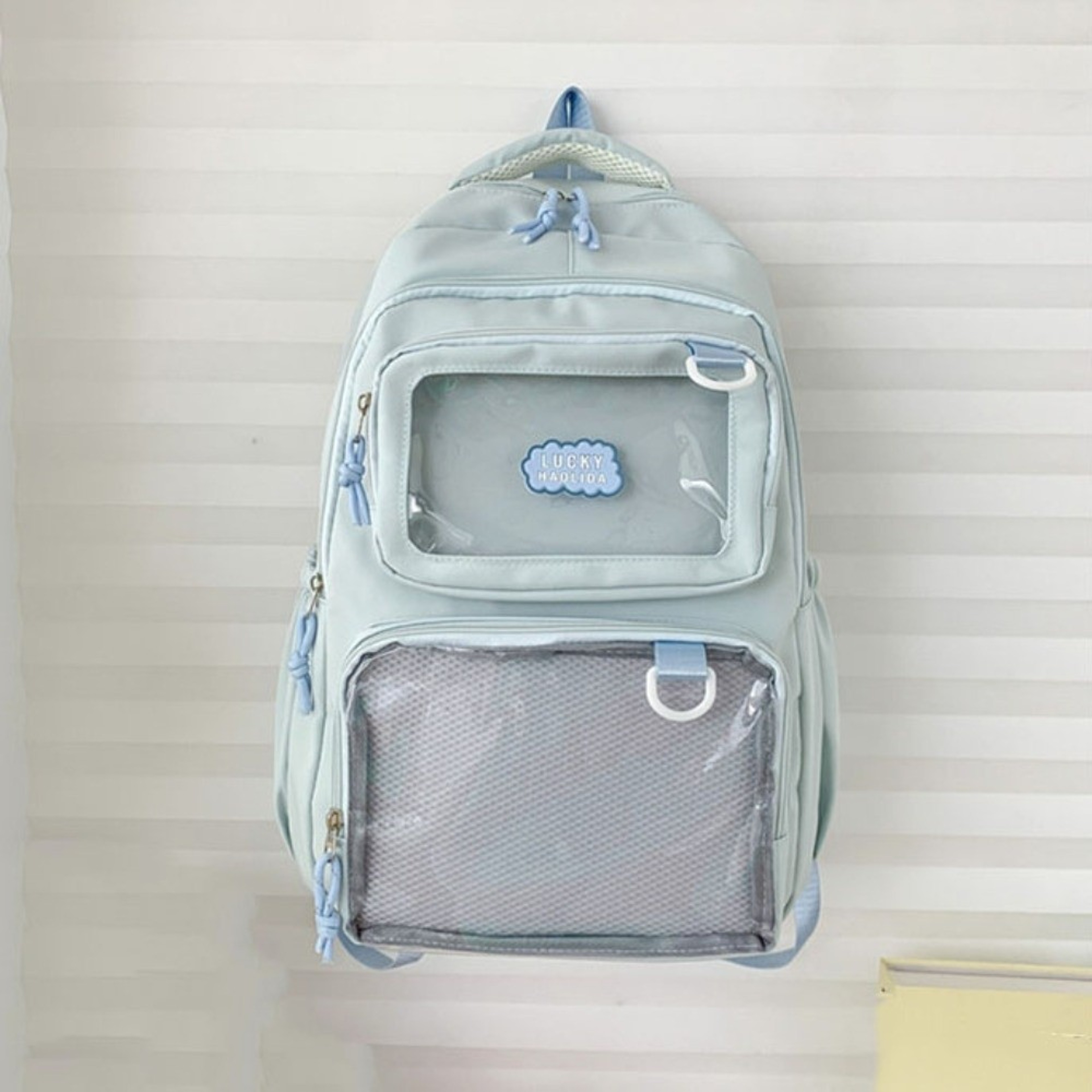 Large Capacity Ita Backpack with Pin Display Window, back to school backpack, Durable Nylon School Daypack – view 4