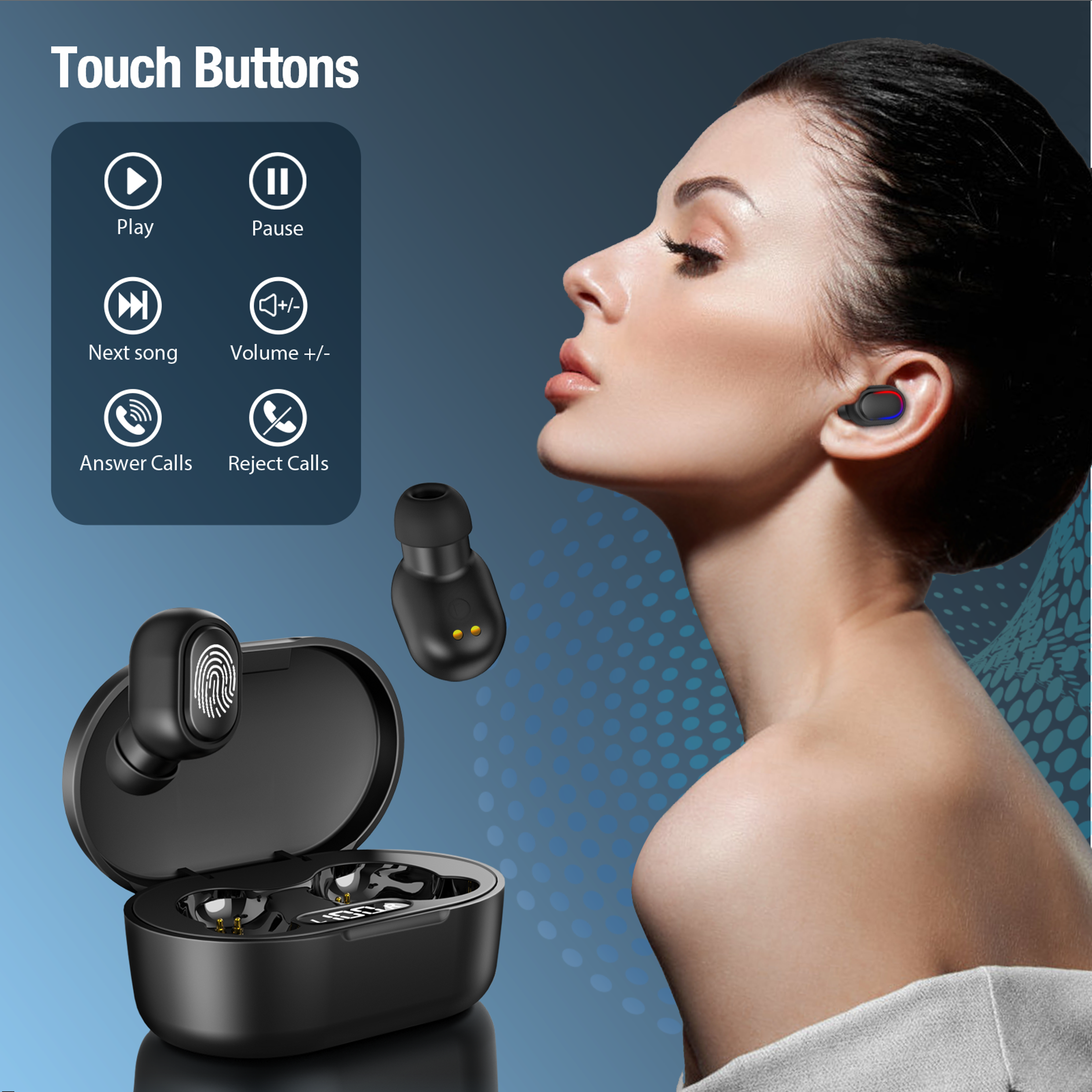 Wireless Earbuds With Bluetooth  Type C Charging  Playtime 5