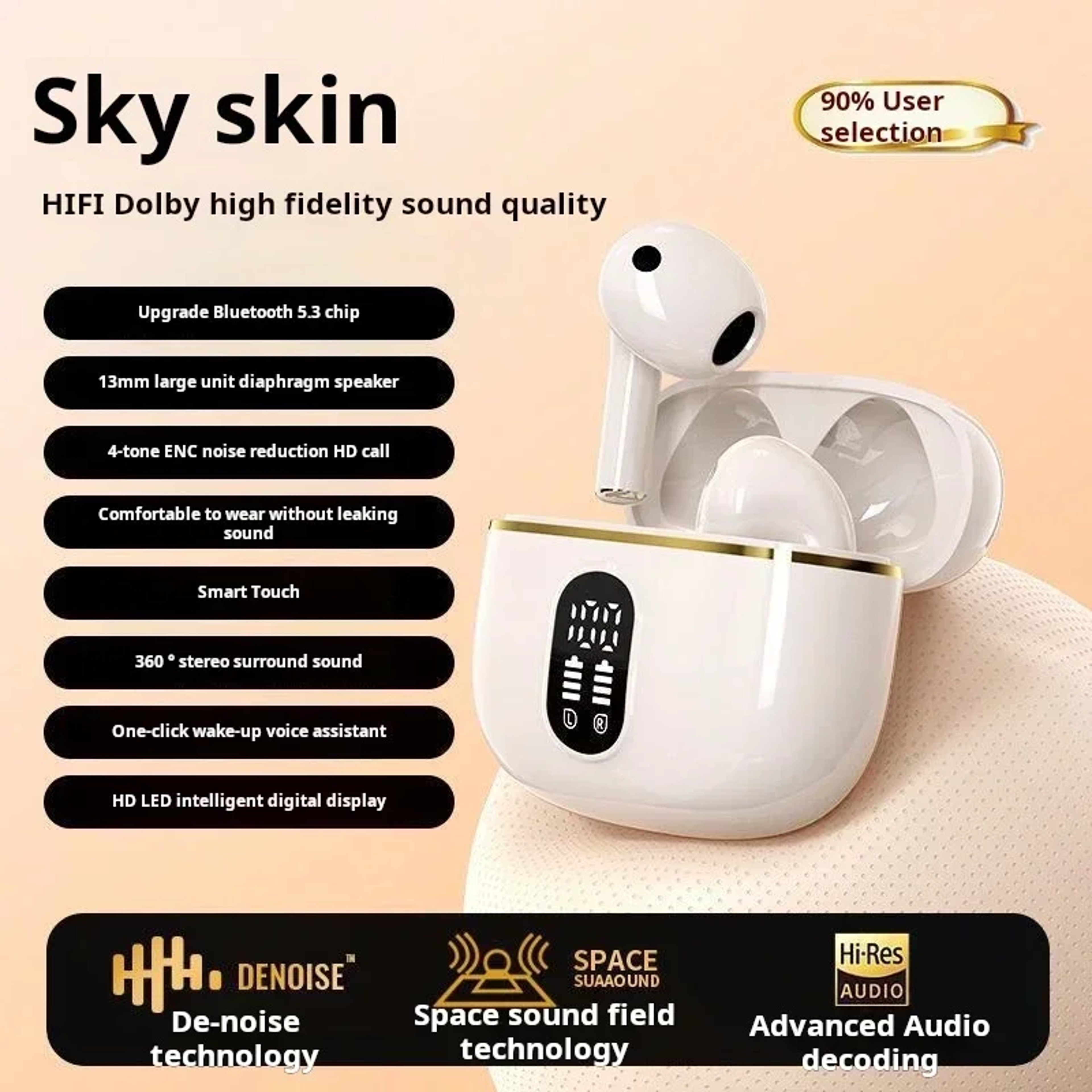 HiFi Bluetooth Earbuds With LED Power Display Wireless Bluetooth Headphones 8