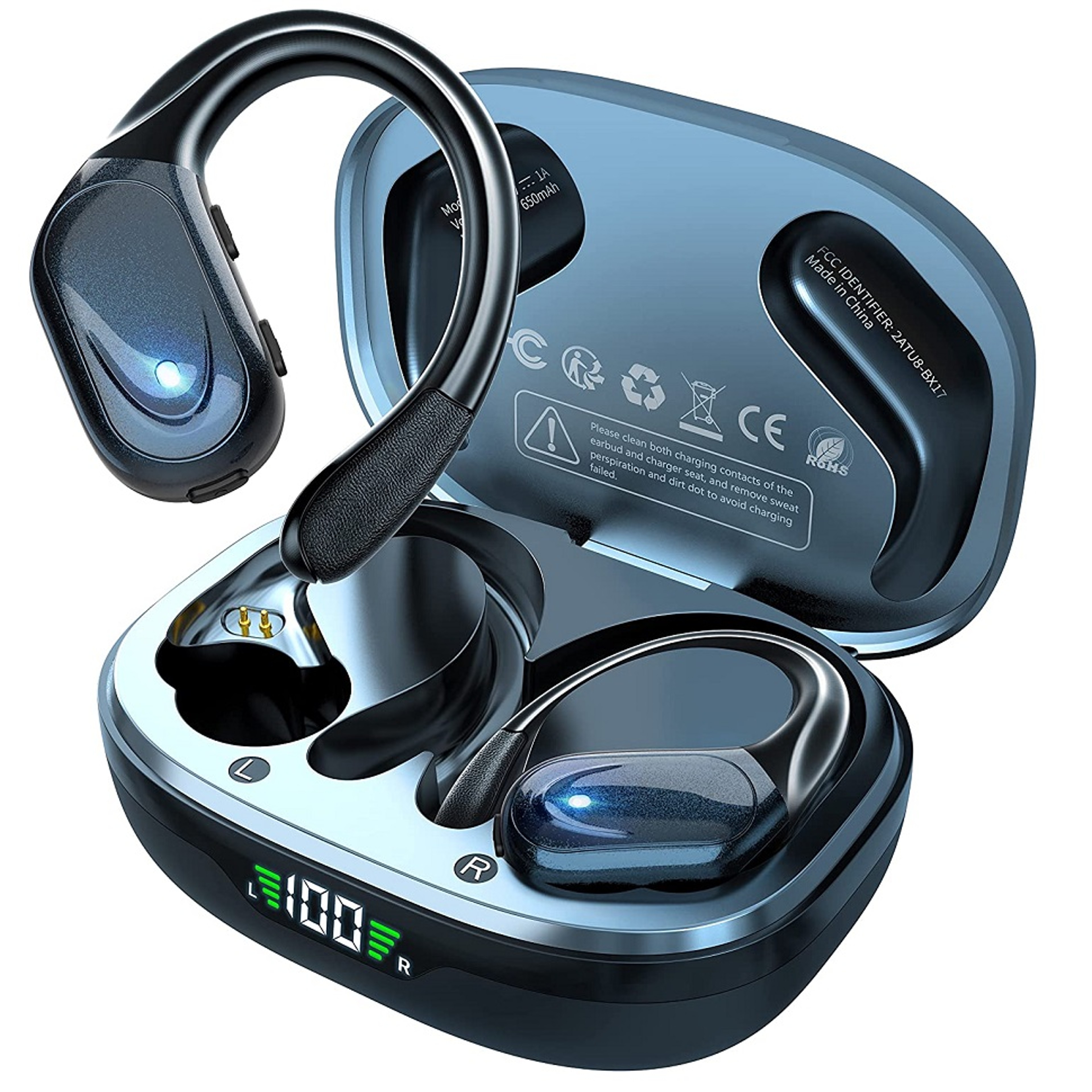 Active Fit Bluetooth Earbuds Wireless Sports Headphones with Secure Earhooks & Waterproof Design – view 1