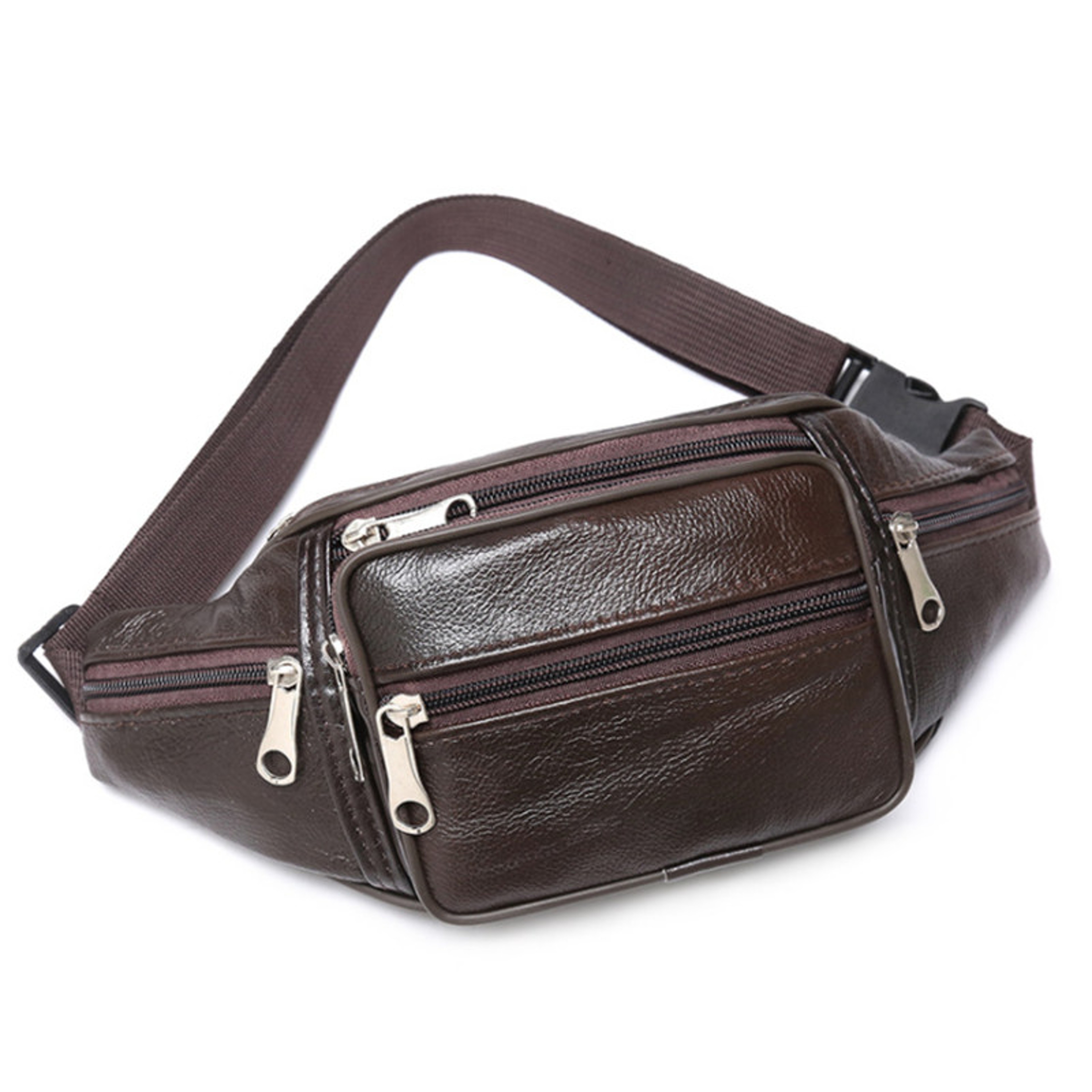 Executive Back To School Backpack Leather Fanny Pack For Men Crossbody Belt Bag With Adjustable Str 4
