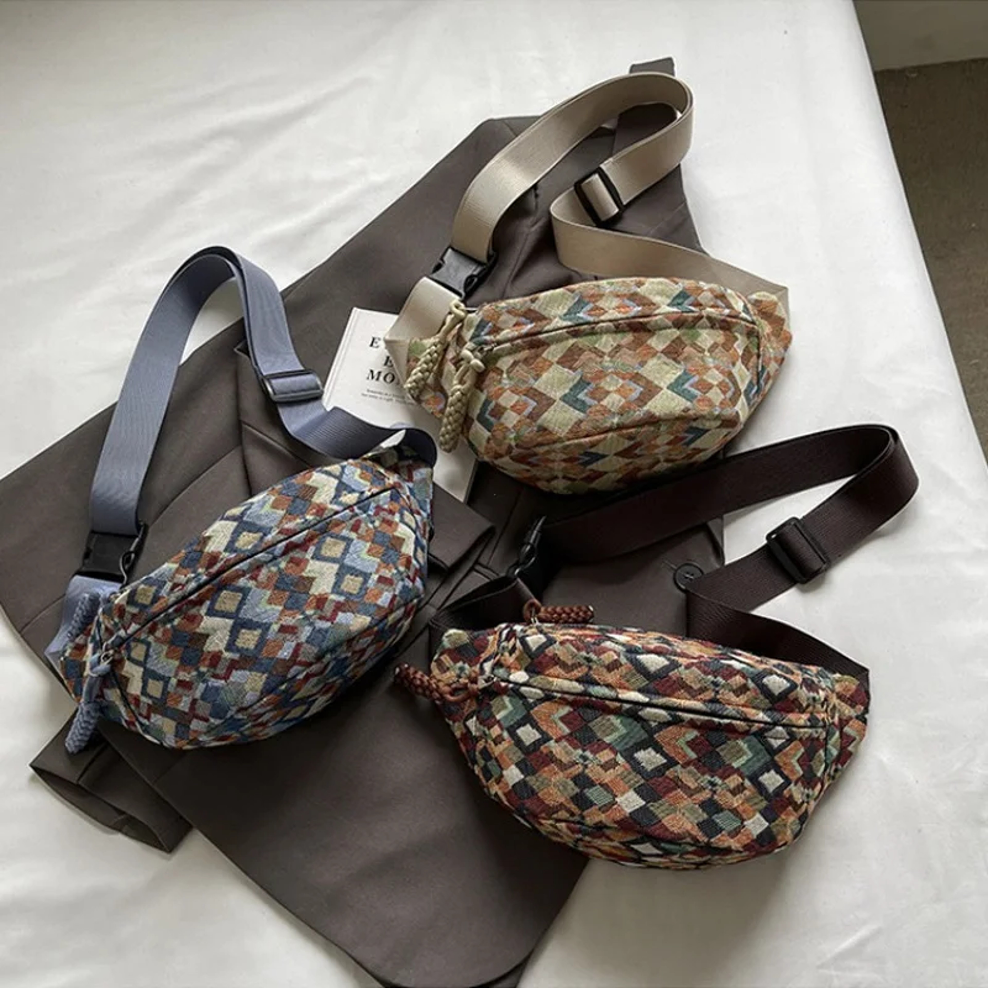 Boho Corduroy belt bag Crossbody Waist Bag for Women with Adjustable Strap back to school backpack – view 2